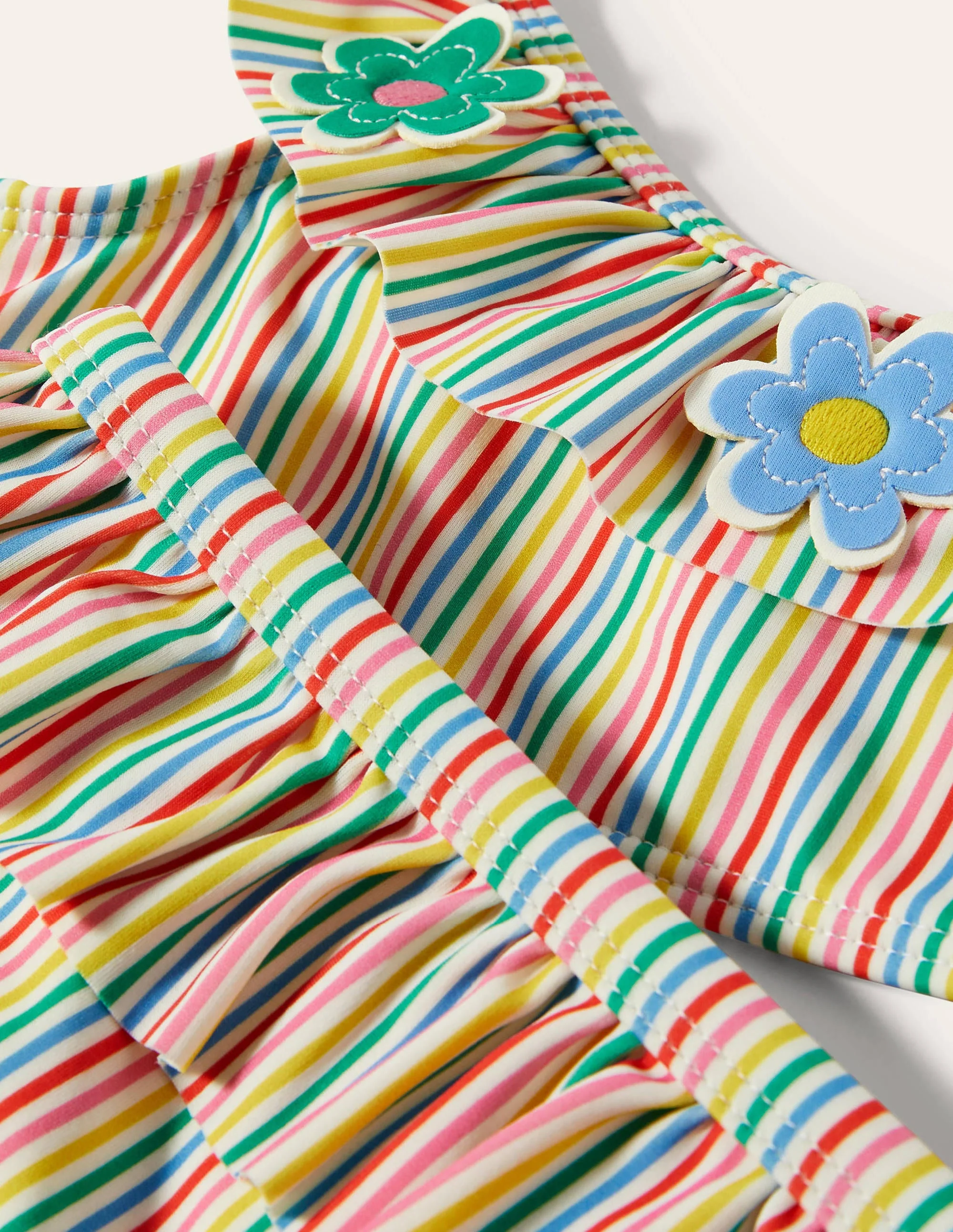 Bikiniset mit Rüschen-Naturweiß/Bunt, Gestreift/Blumen - Image 3