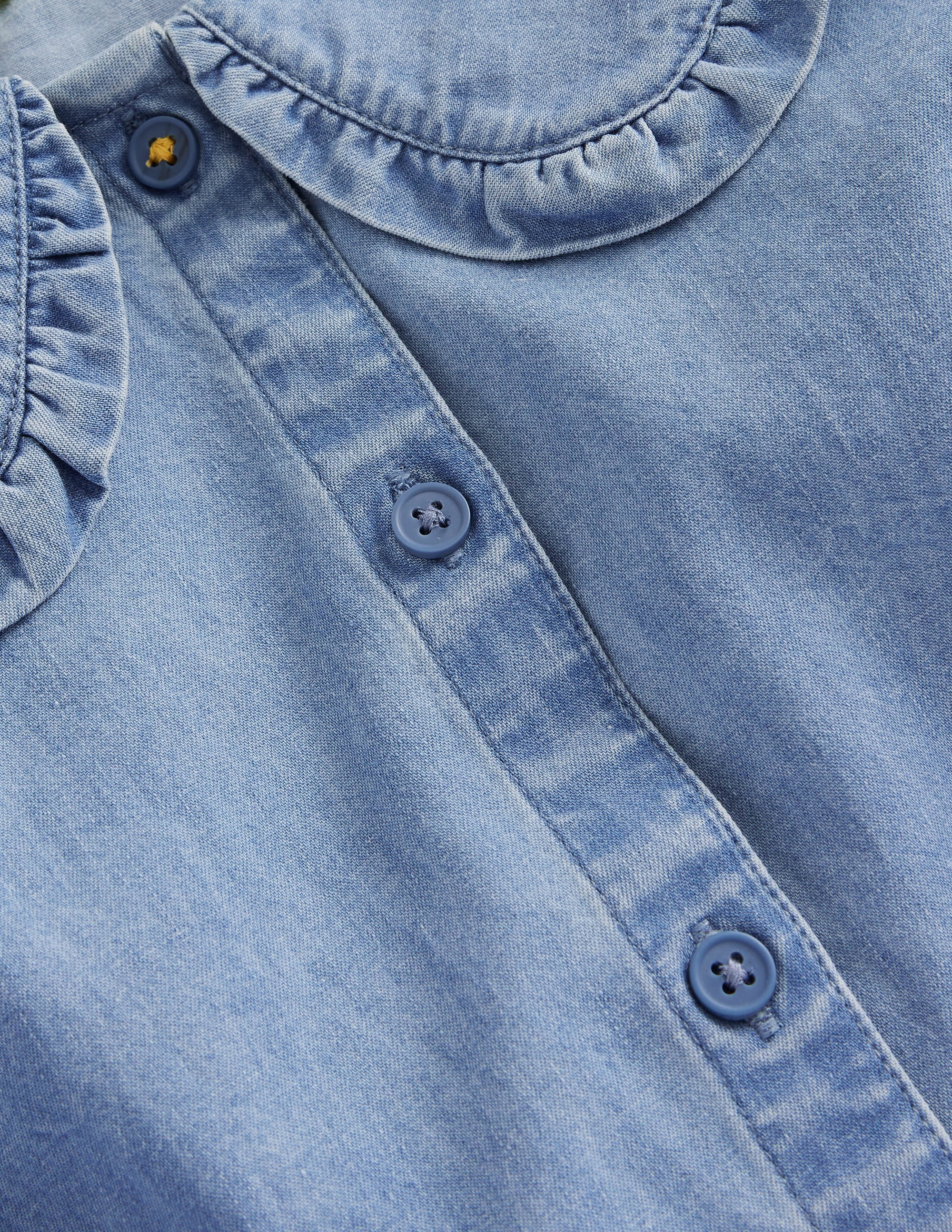 Bluse mit Rüschenkragen-Blauer Faux-Uni - Image 3