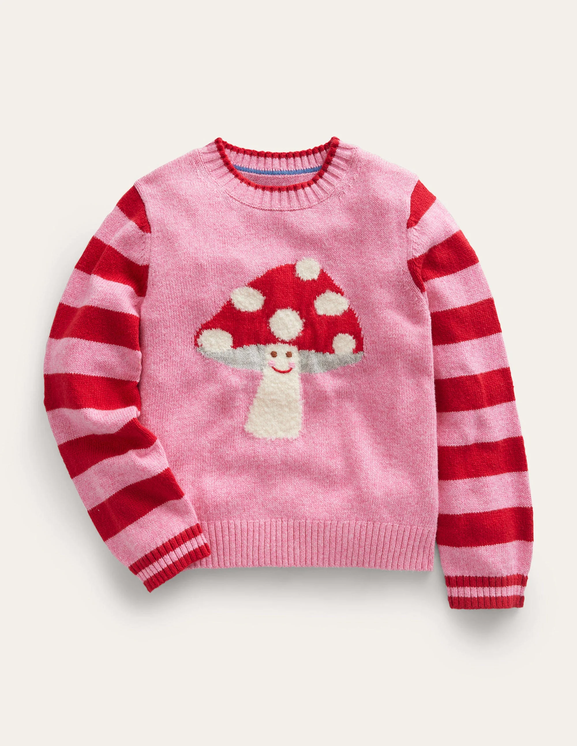 Bouclé-Pullover mit Fliegenpilz-Azalee Fliegenpilz