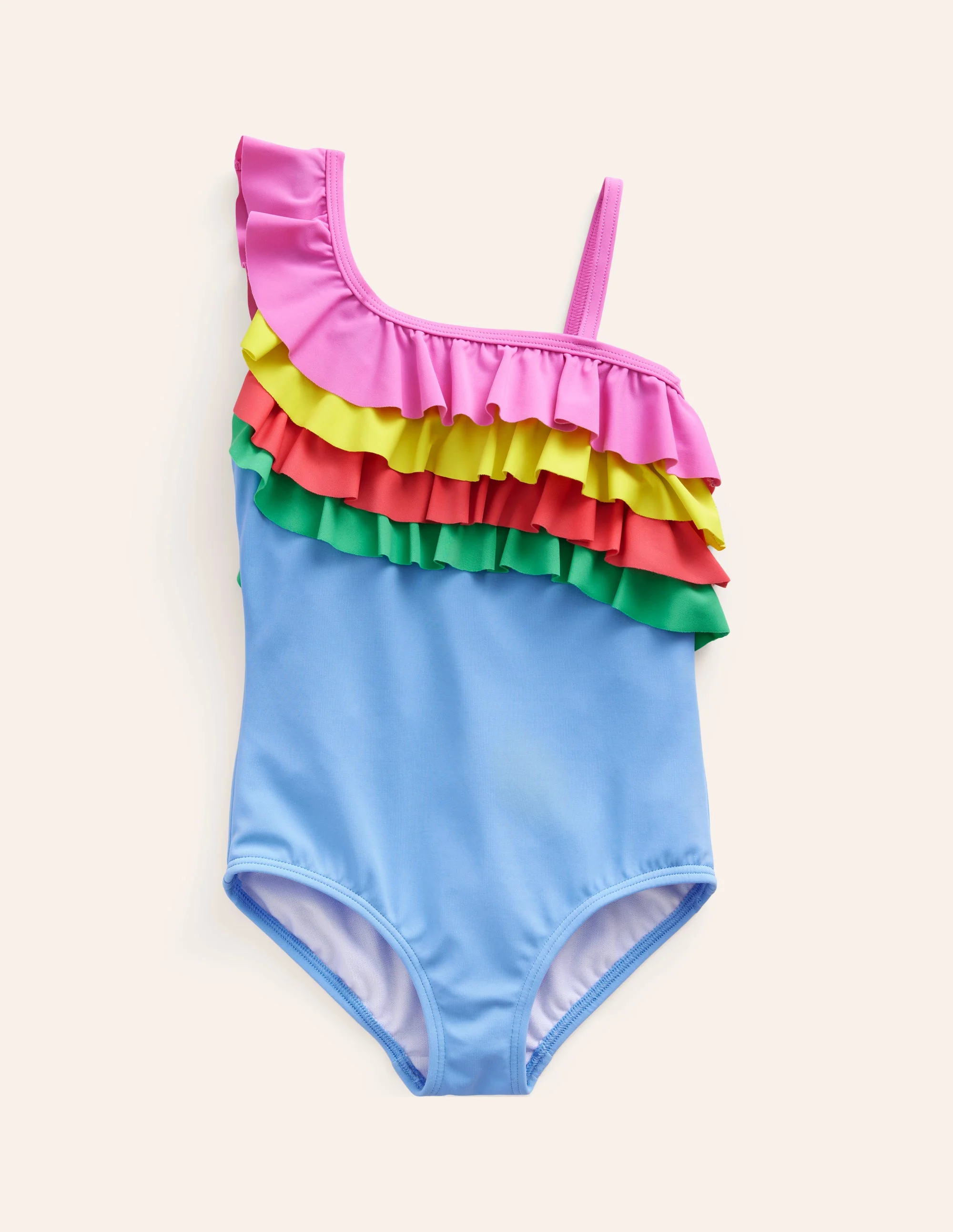 Bunter Badeanzug mit einem Träger-Surf Blau