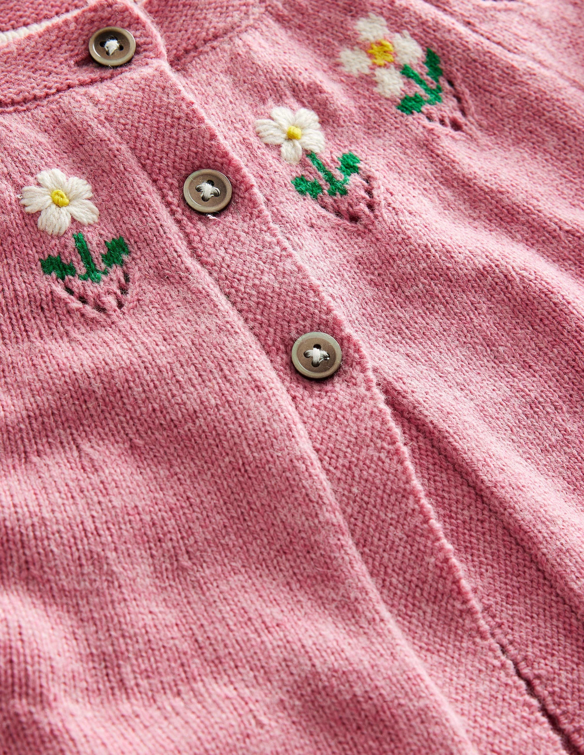 Cardigan mit Blumenstickerei-Mandelblütenrosa Meliert - Image 3