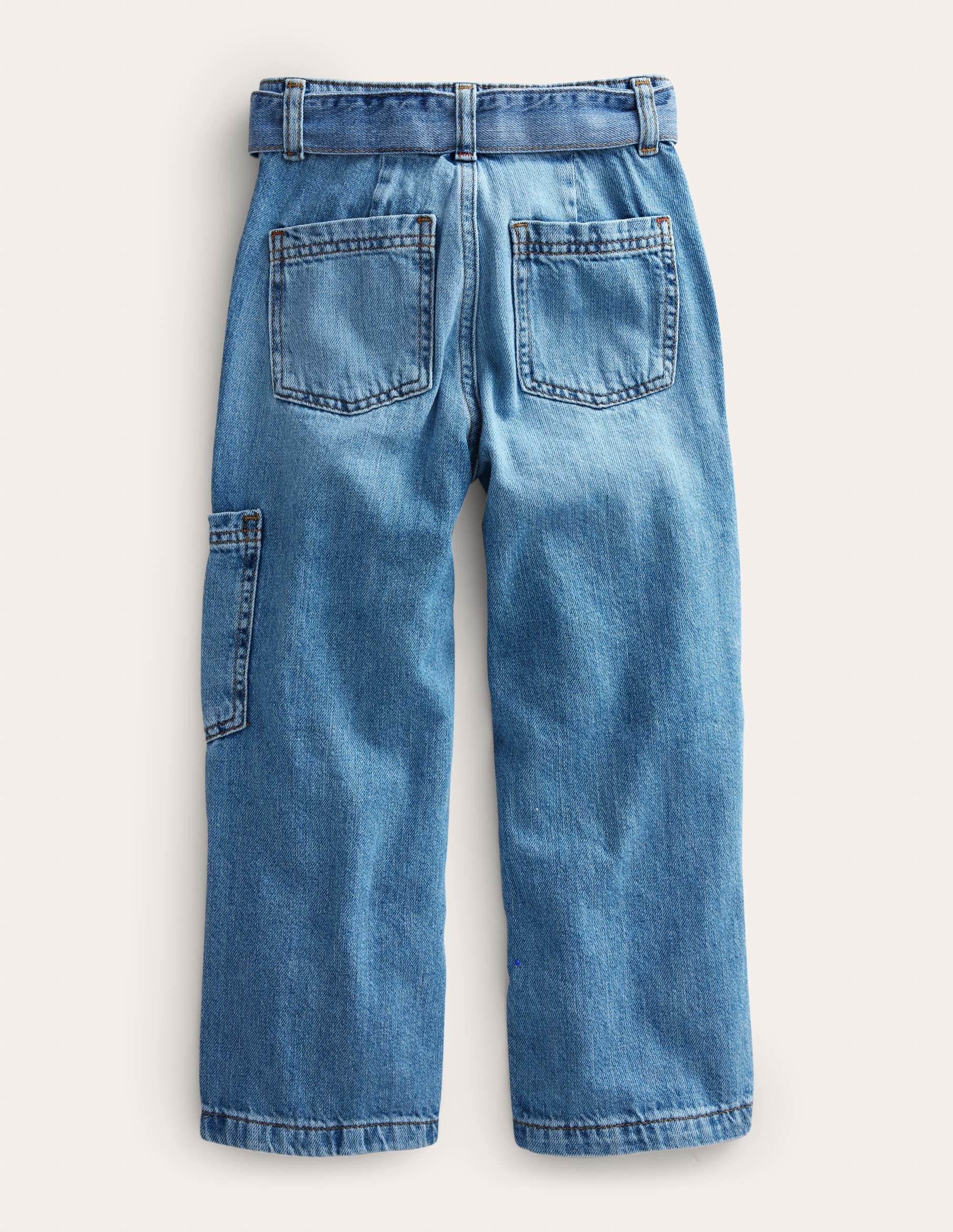 Cargohose mit Bindegürtel-Mittleres Vintageblau, Denim - Image 2