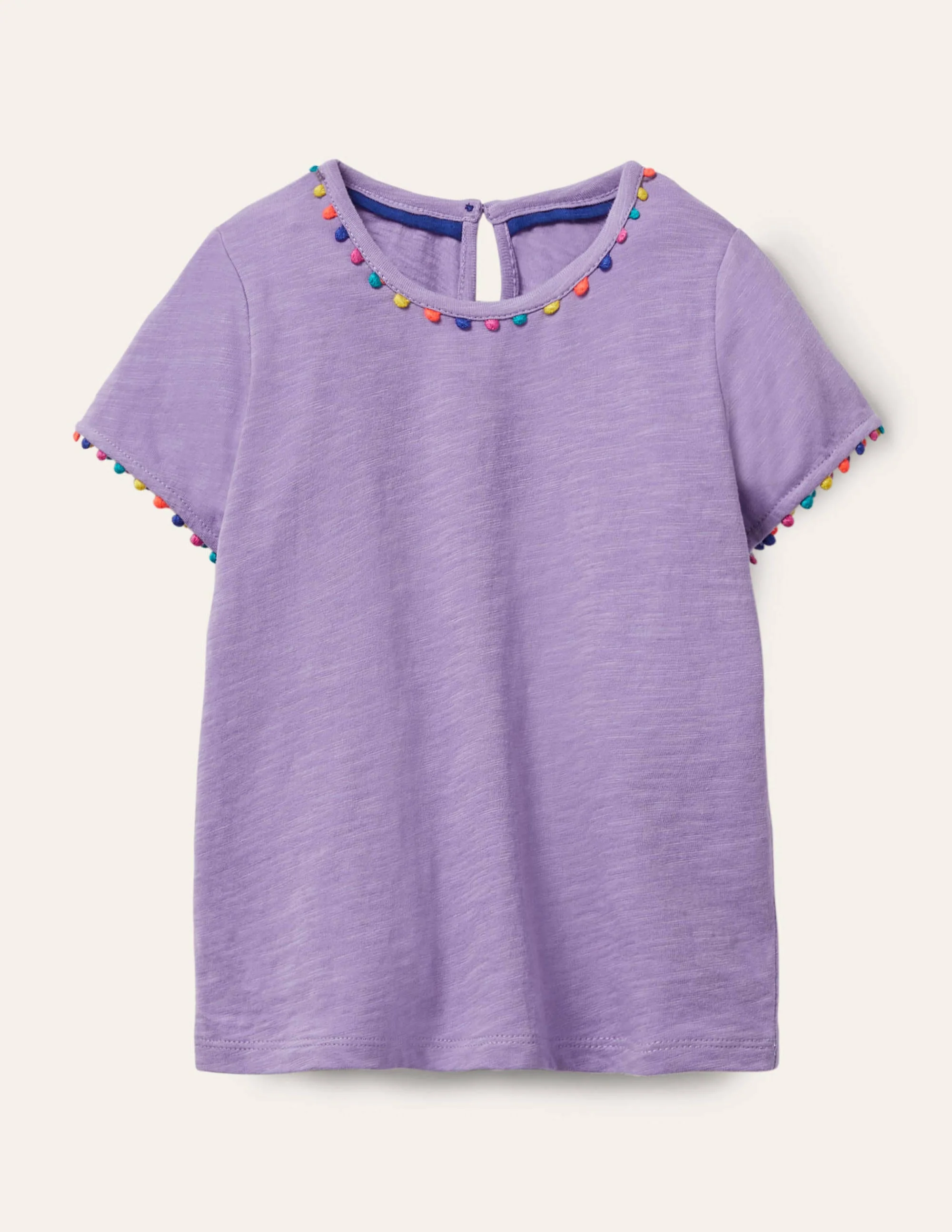 Charlie Jersey-T-Shirt mit Bommeln-Kühles Violett