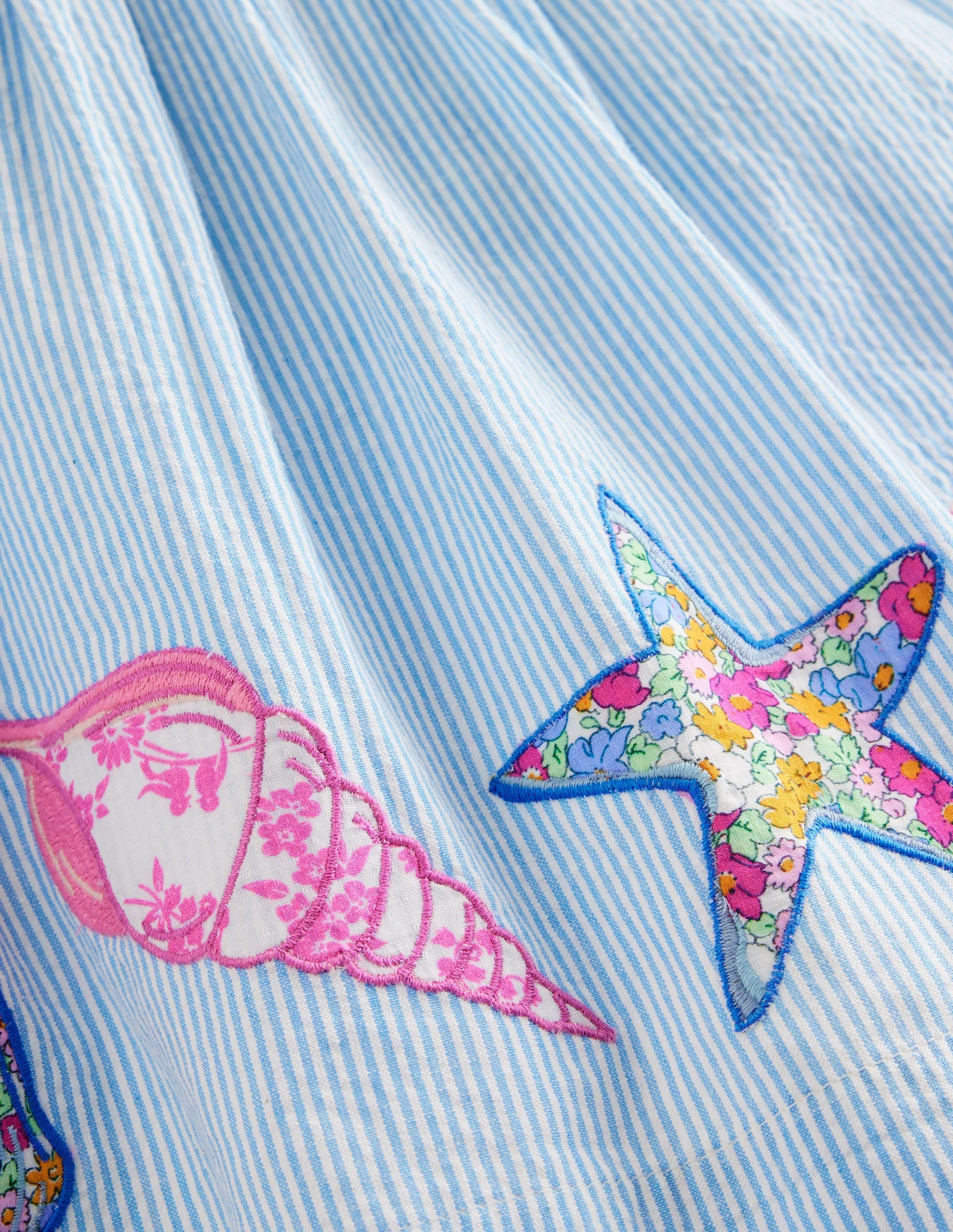 Charmantes Schürzenkleid-Surfblau / Naturweiß Muscheln - Image 3