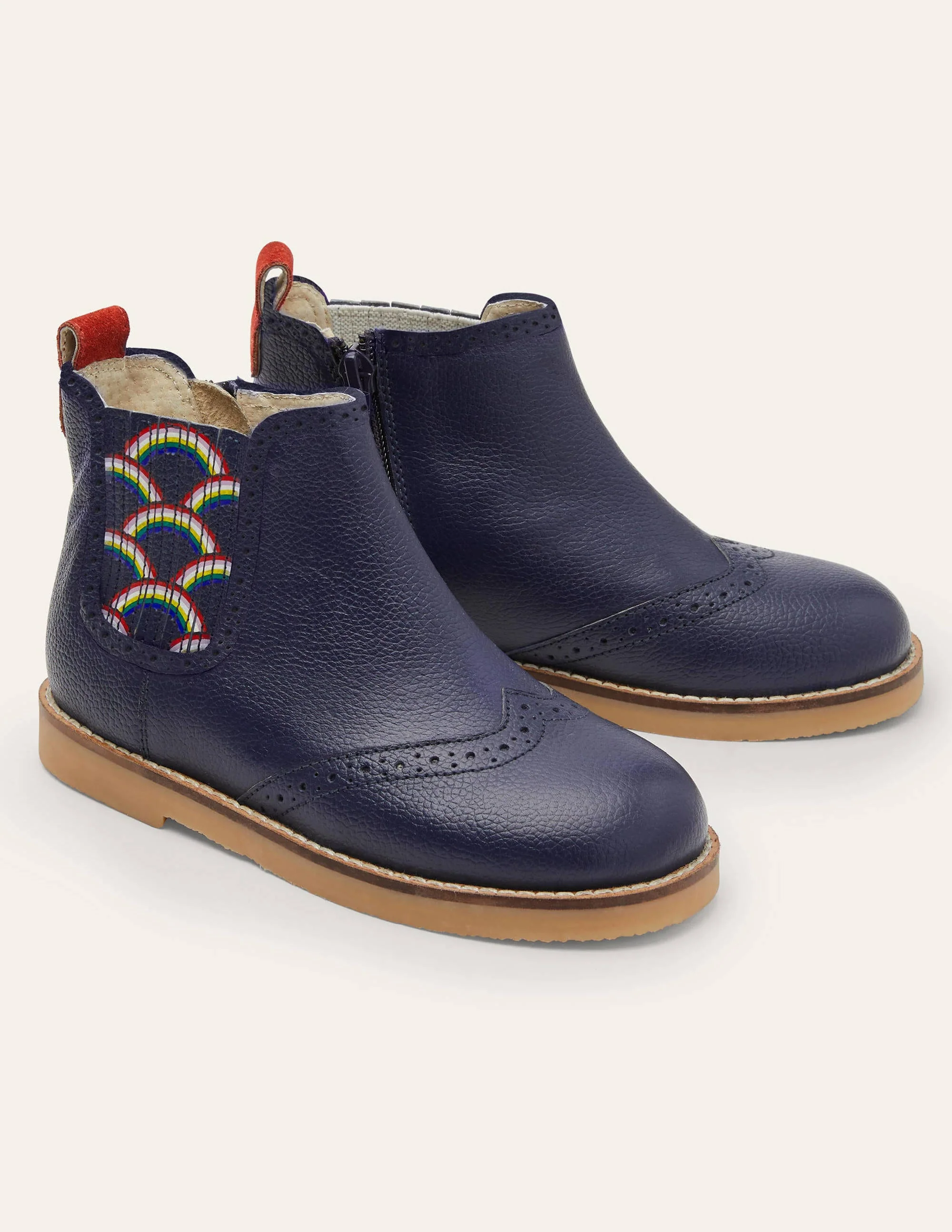 Chelsea-Boots aus Leder-Schuluniform-Navy