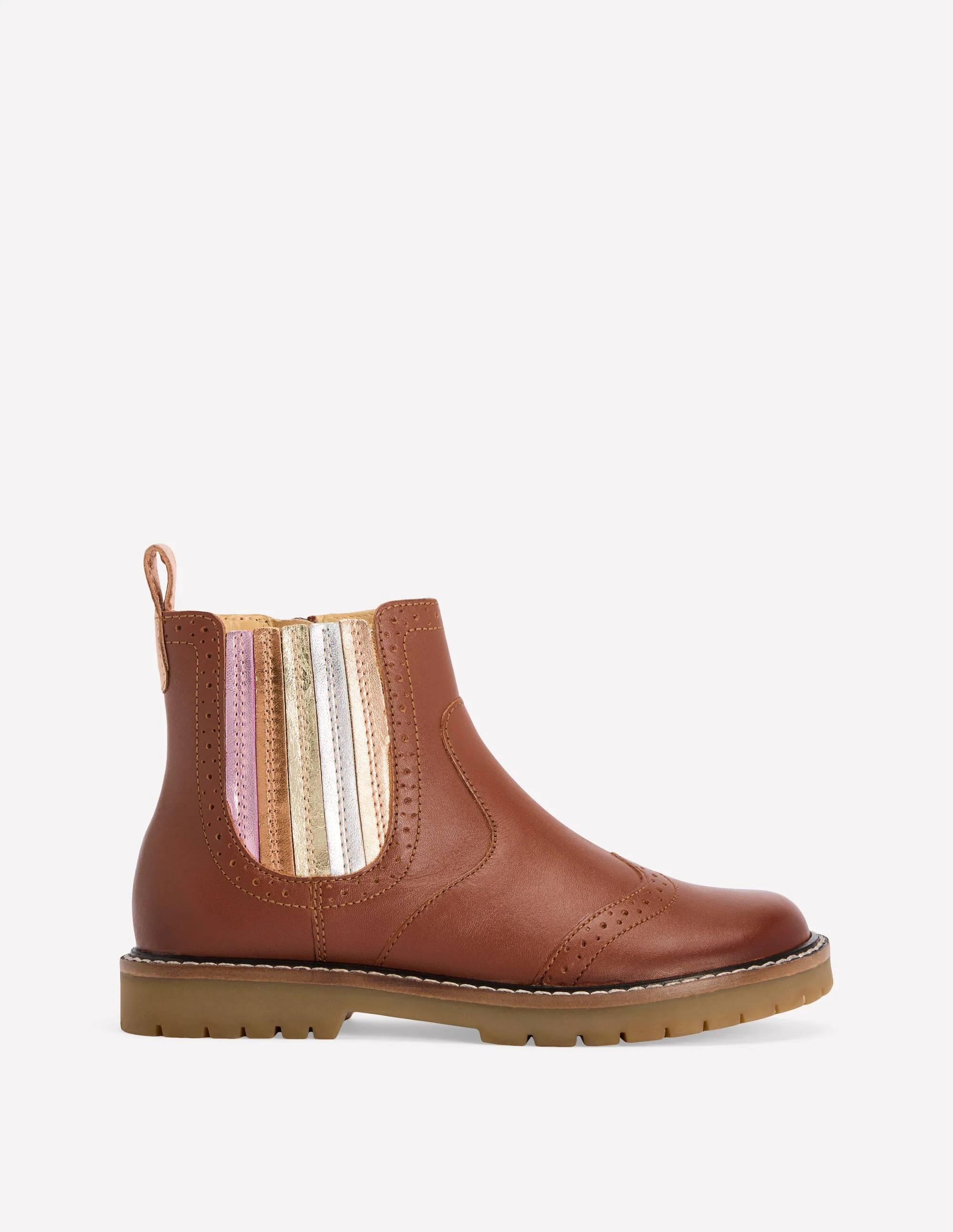Chelsea-Stiefel aus Leder-Braun Metallic