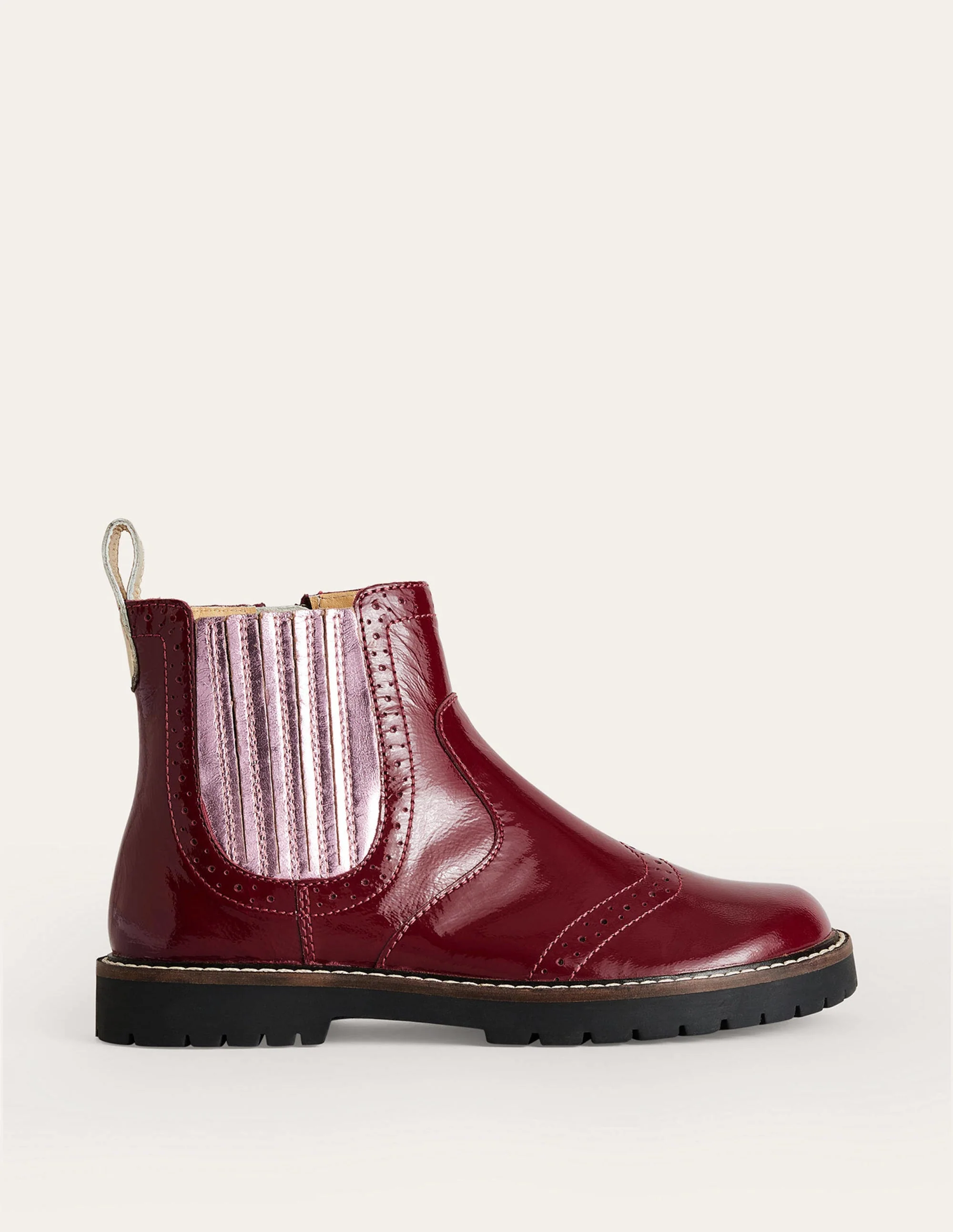 Chelsea-Stiefel aus Leder-Burgunderrotes Lackleder
