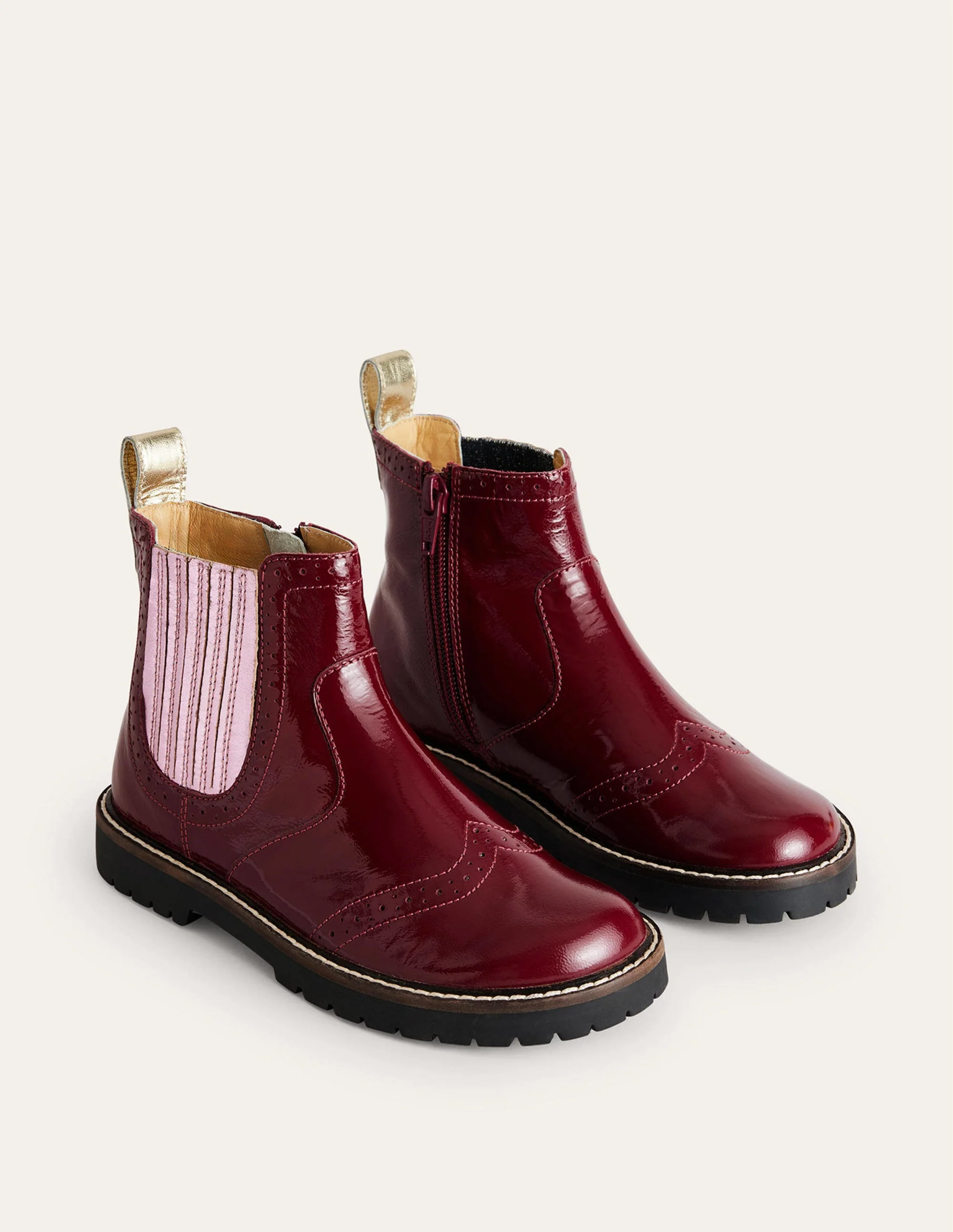 Chelsea-Stiefel aus Leder-Burgunderrotes Lackleder - Image 2