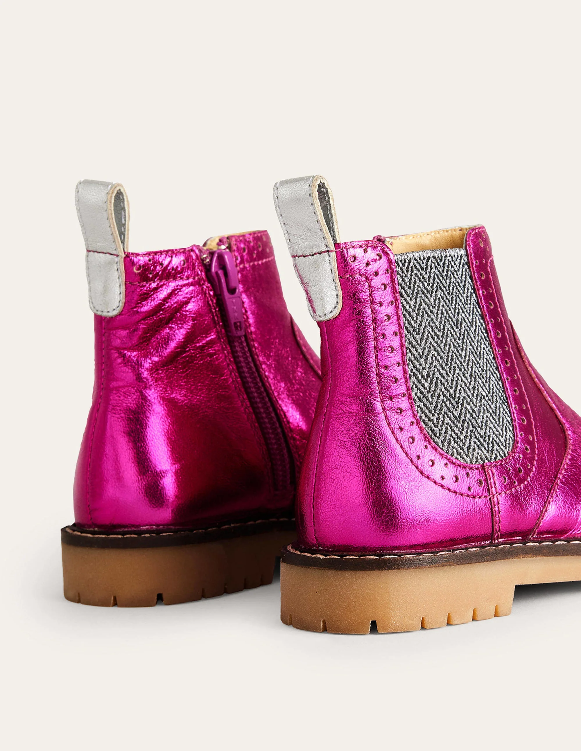 Chelsea-Stiefel aus Leder-Leuchtendes Metallic-Pink - Image 3
