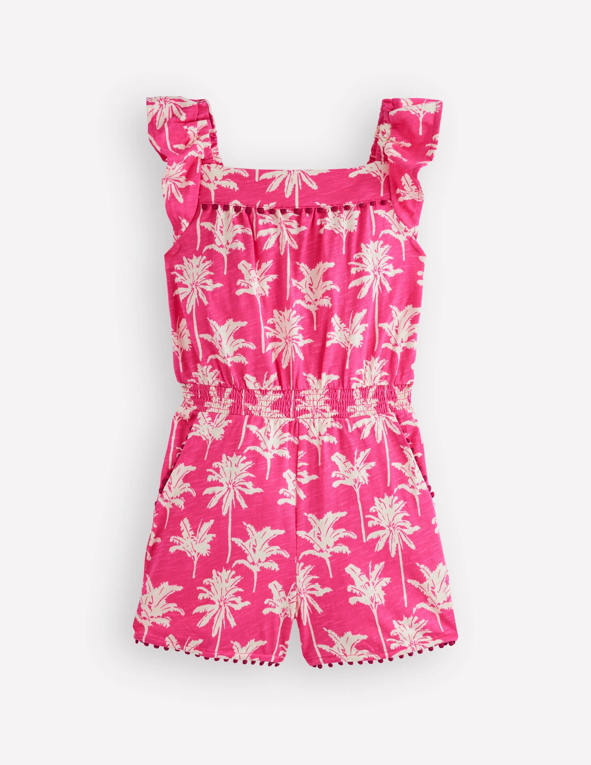 Ciara Jersey-Spielanzug mit Bommelbesatz-Rosa Palmen