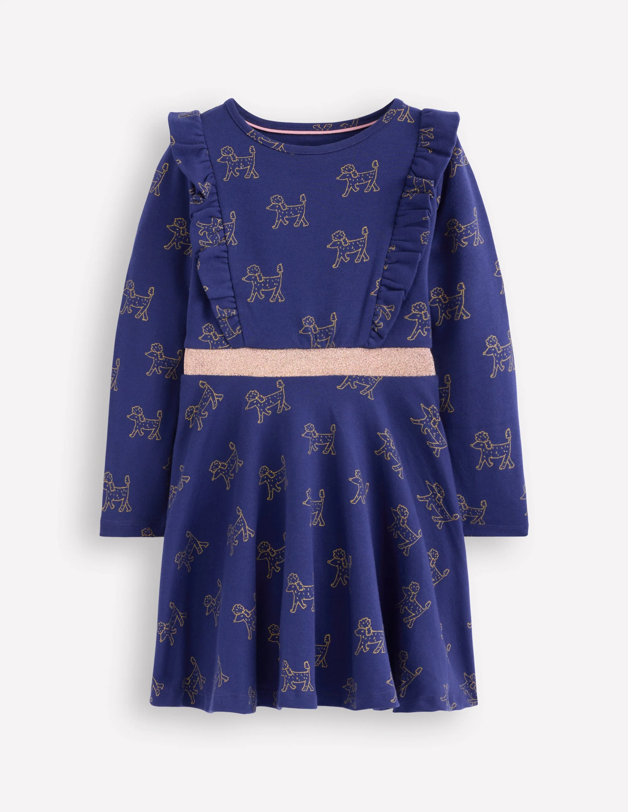 Cora Jerseykleid zum Herumwirbeln-Marineblau Folien-Pudel