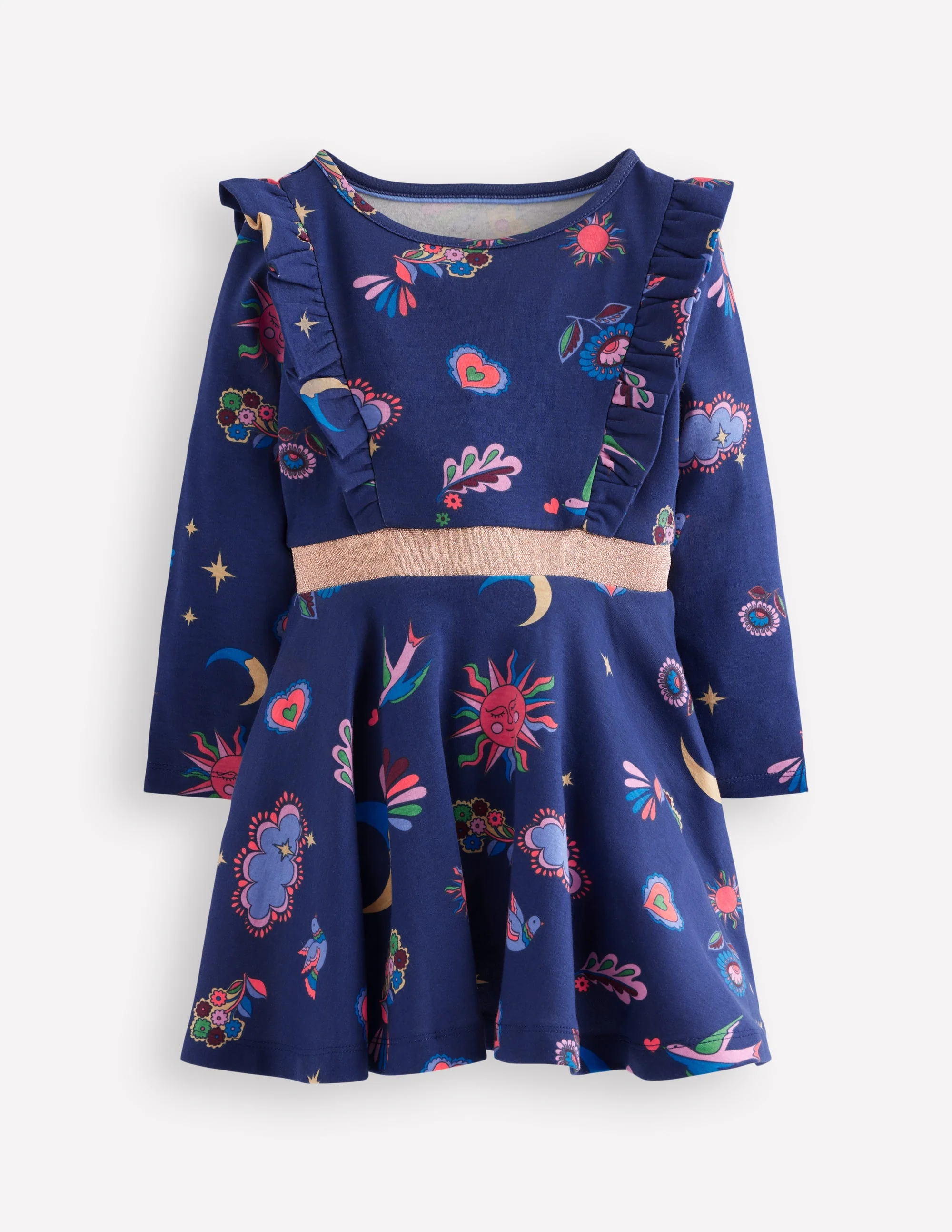 Cora Jerseykleid zum Herumwirbeln-Schuluniform-Marineblau Paisley-Himmel