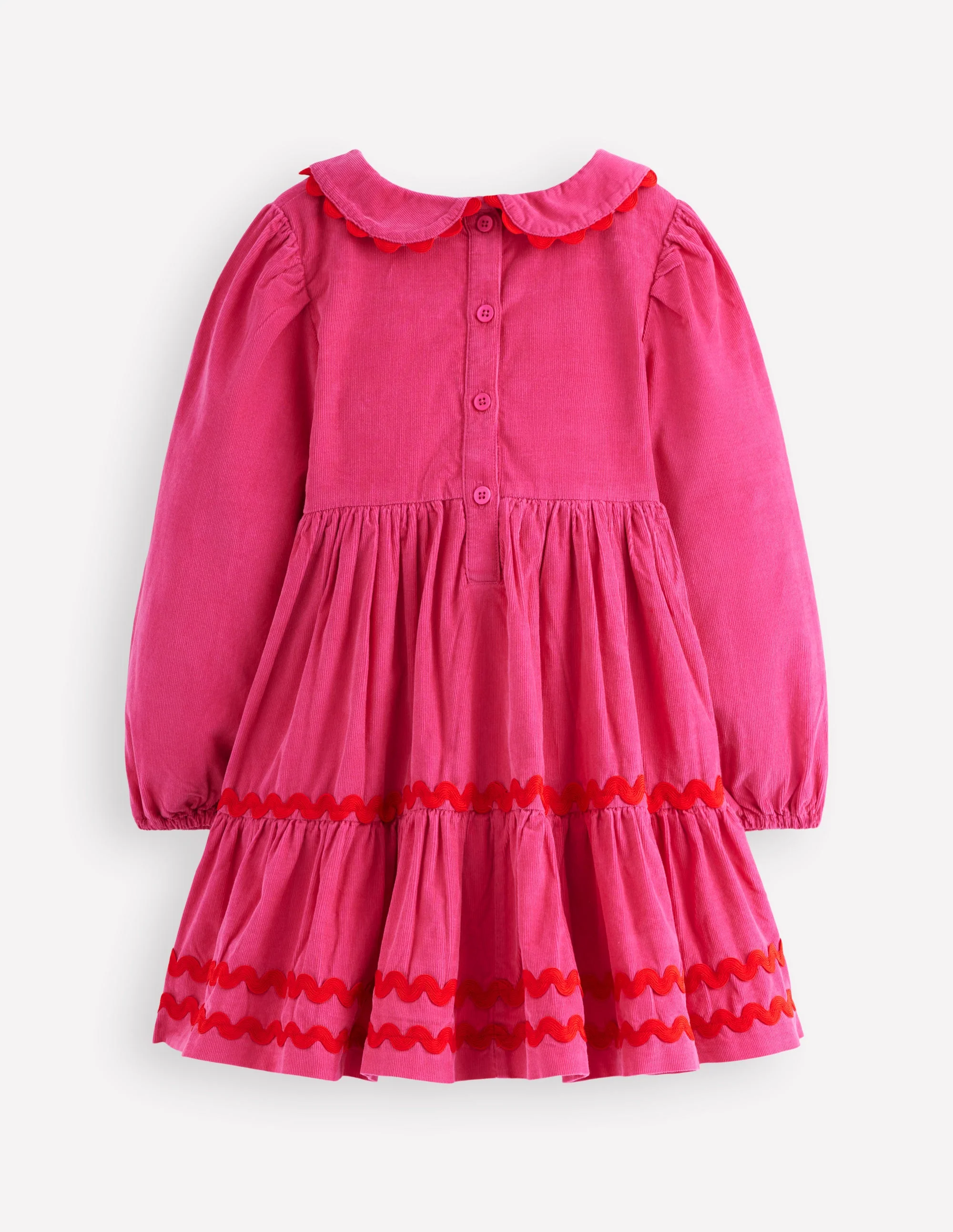 Cordkleid mit Zackenlitze-Himbeerrosa - Image 2