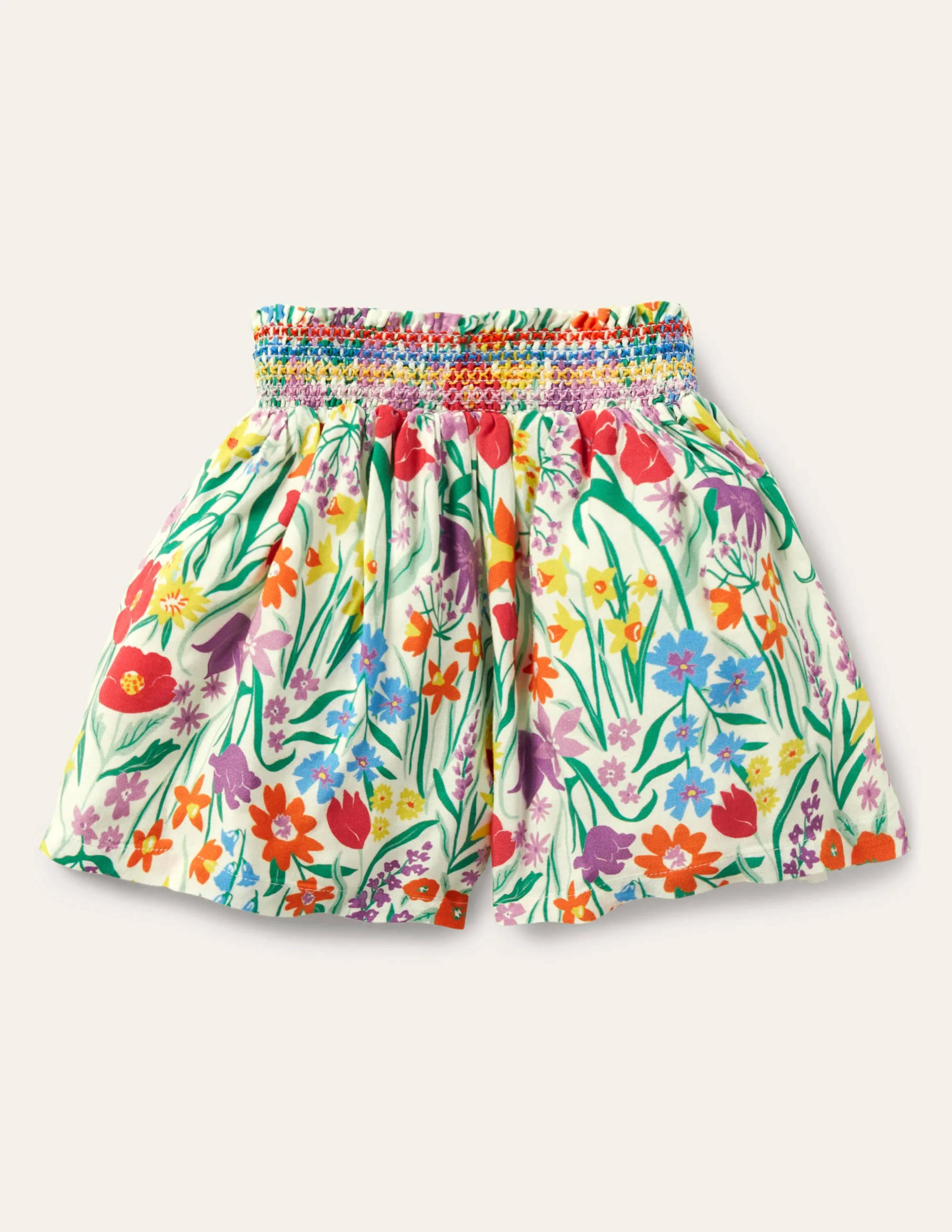 Culotte mit geraffter Taille-Bunt, Frühlingswiese - Image 2