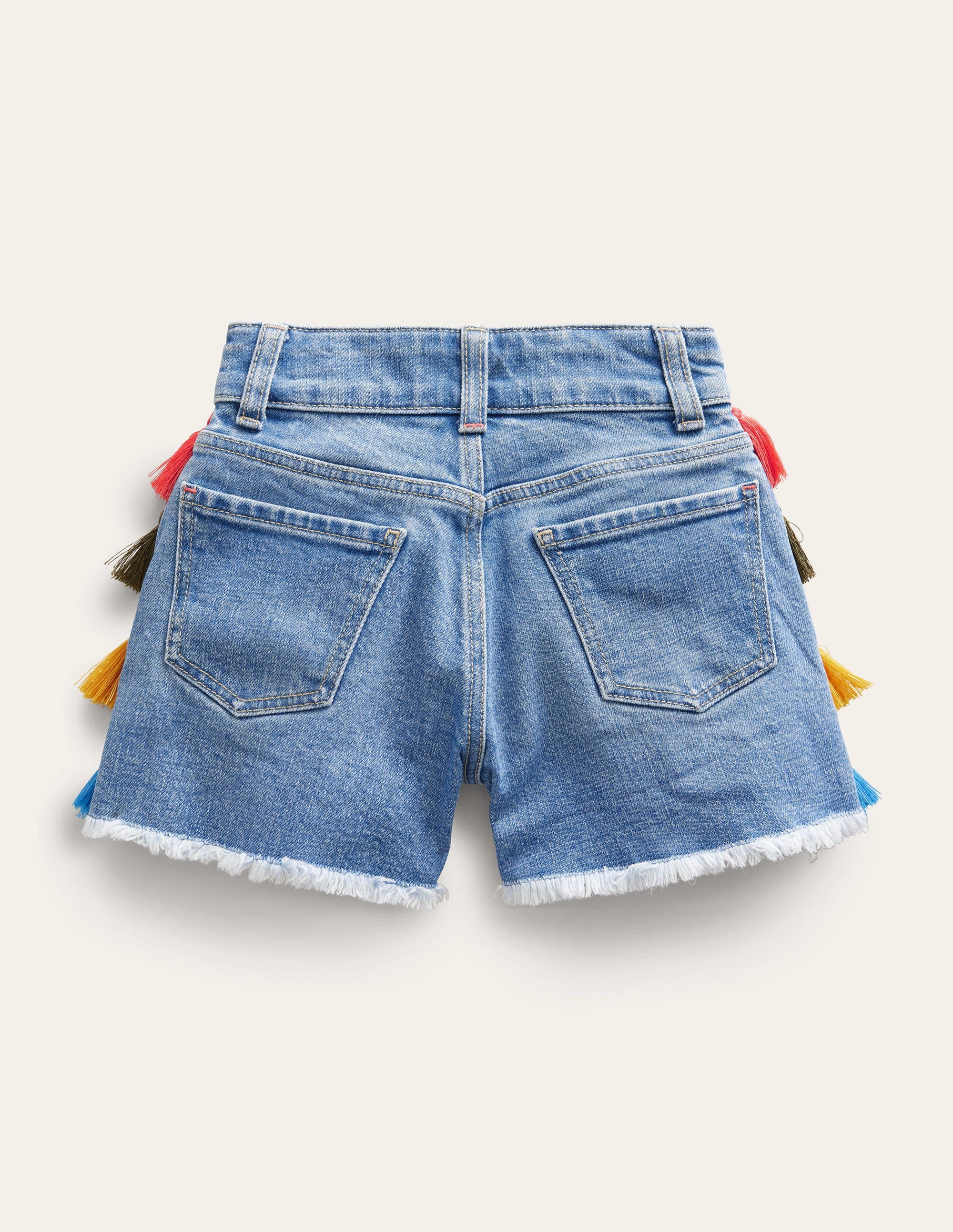 Denim-Shorts mit Quasten-Helles Vintageblau, Gewaschen - Image 2