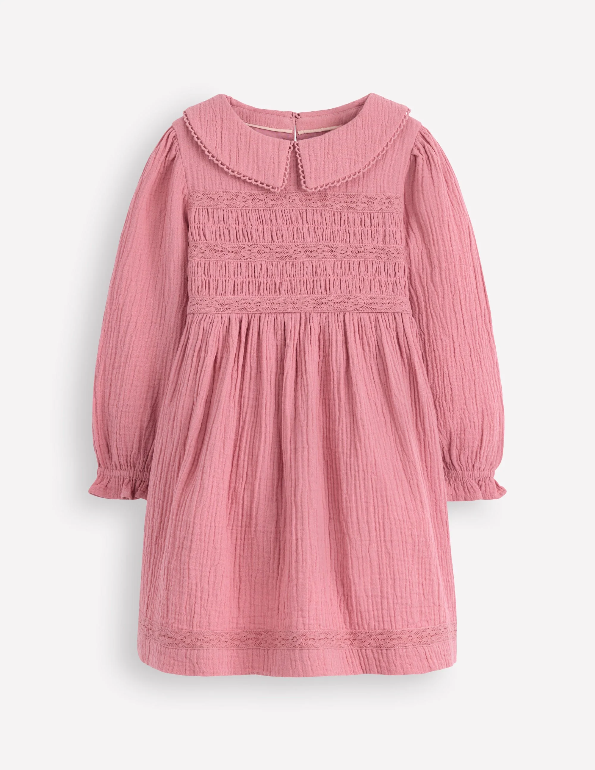 Doppeltuch-Kleid mit Kragen-Rosa Heide