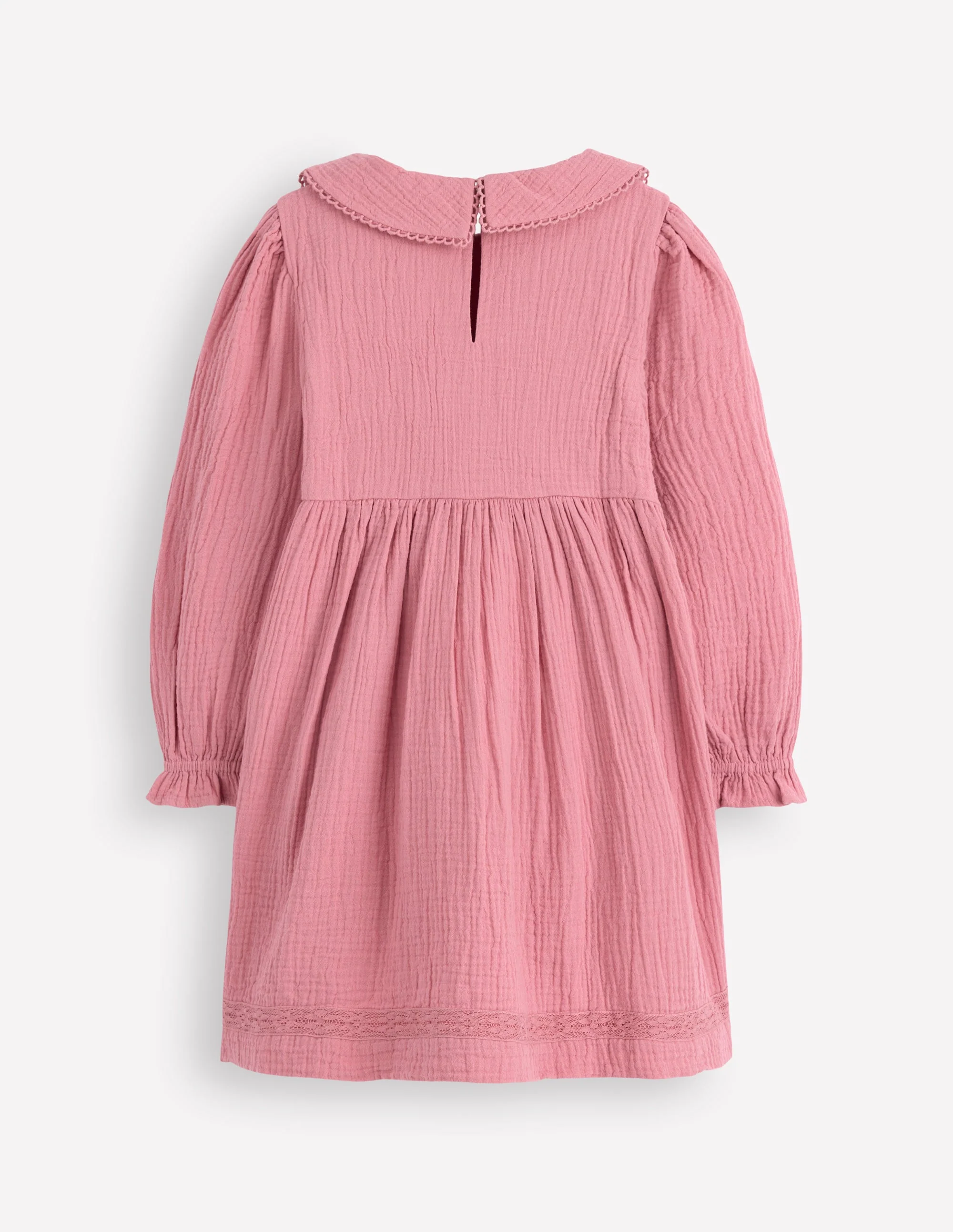 Doppeltuch-Kleid mit Kragen-Rosa Heide - Image 2