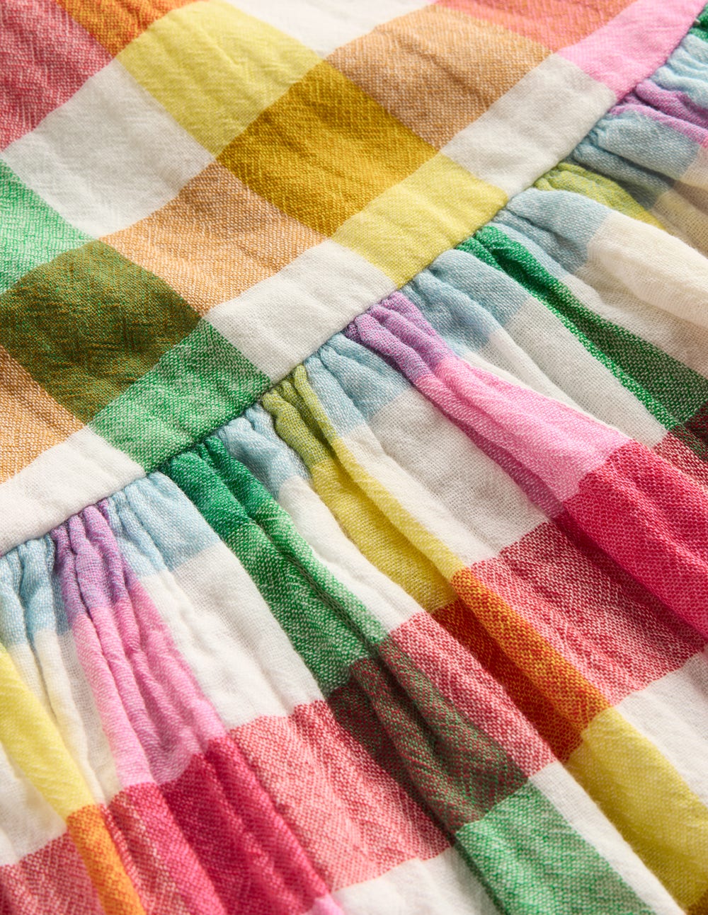 Doppeltuch-Kleid mit Puffärmeln-Bunt Karomuster - Image 3