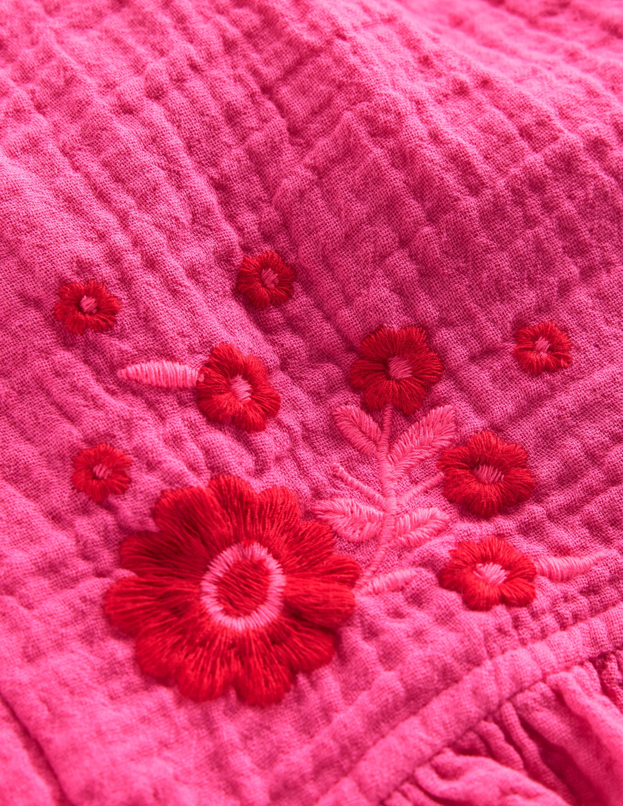 Doppeltuch-Shorts mit Rüschensaum-Sorbet-Rosa Stickerei - Image 3