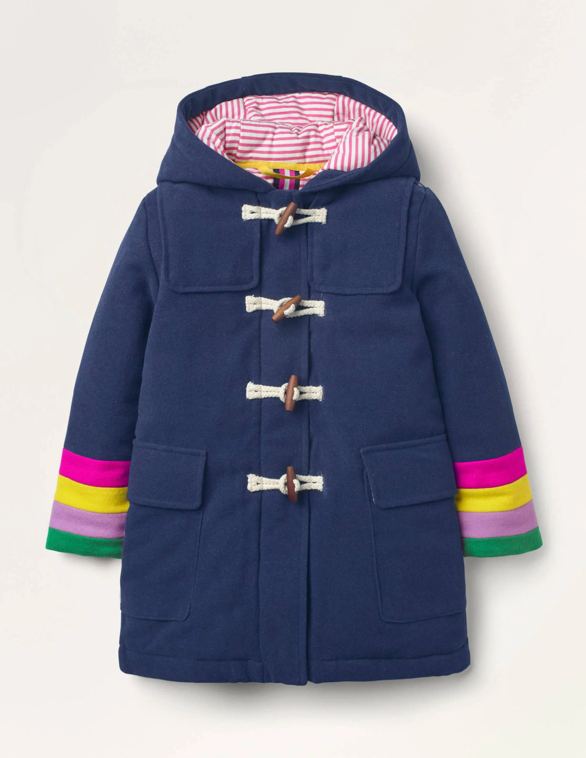Dufflecoat aus Wolle mit Regenbogenbündchen-Schuluniform-Navy