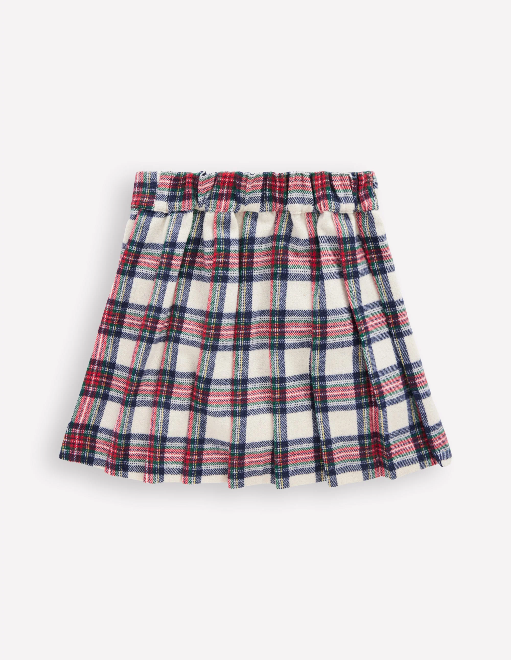 Durchgehend gefütterter Kilt mit Knöpfen-Rot und Sanftes Naturweiß Schottenmuster - Image 3