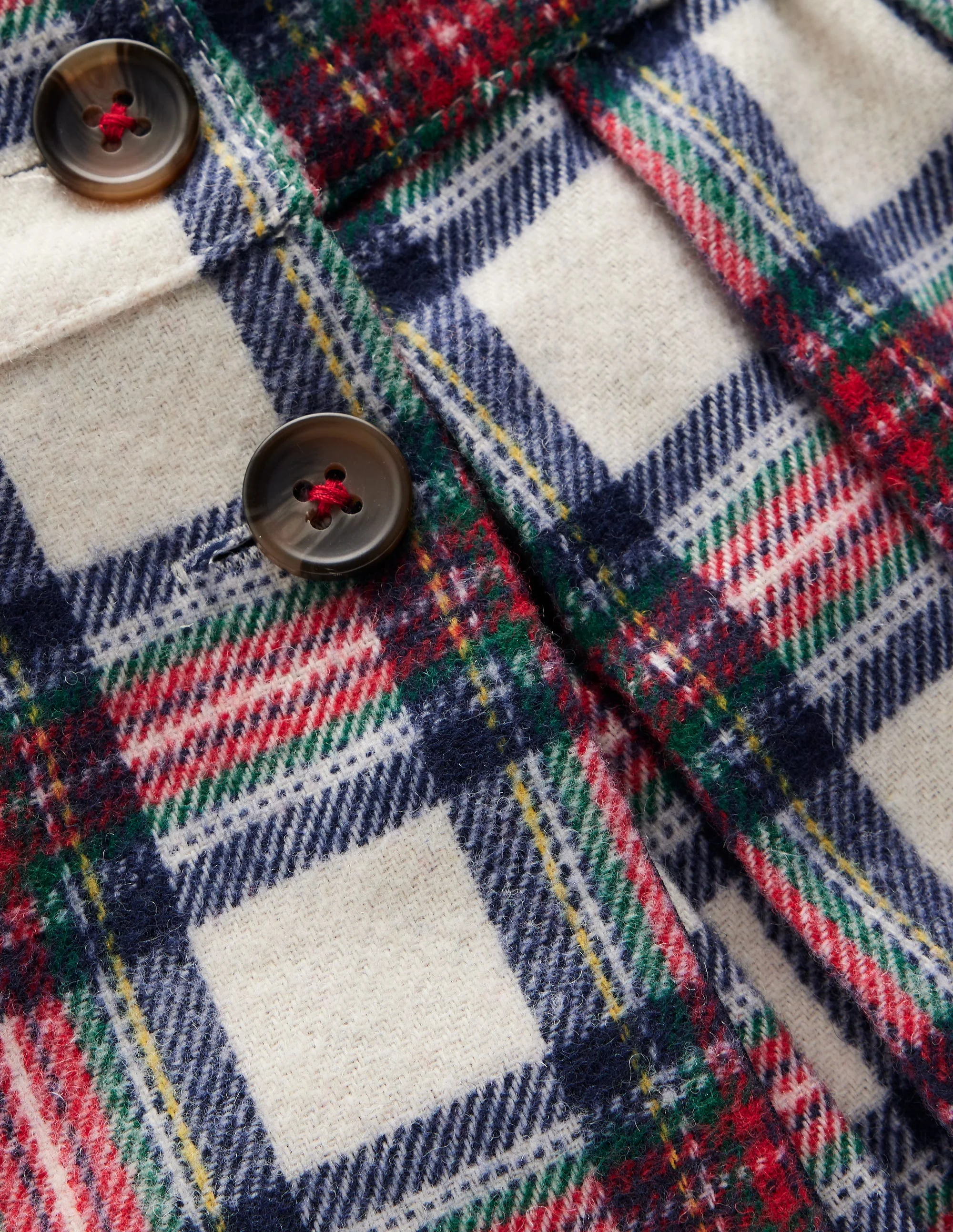 Durchgehend gefütterter Kilt mit Knöpfen-Rot und Sanftes Naturweiß Schottenmuster - Image 4