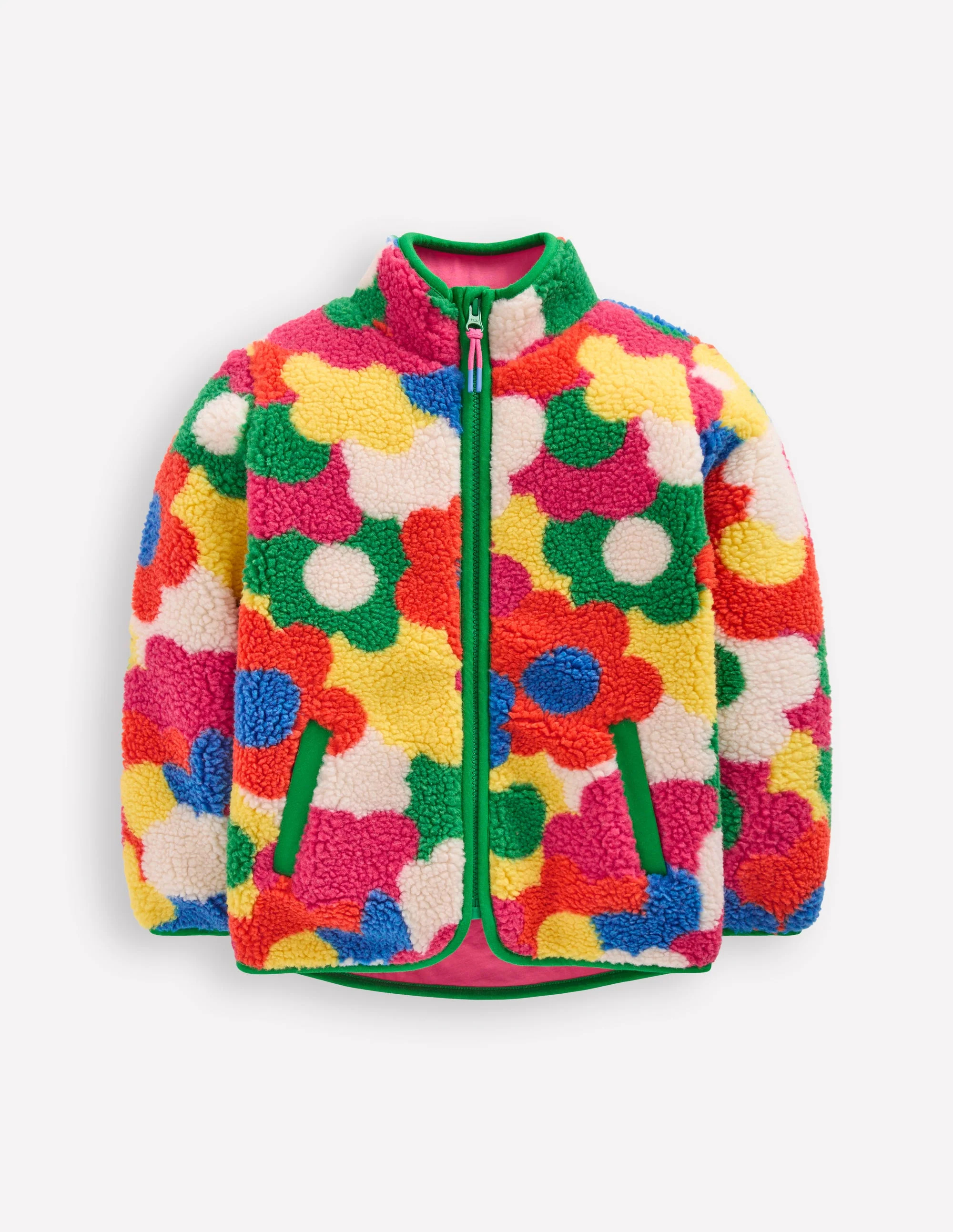 Eden Teddyfelljacke mit durchgehendem Reißverschluss-Bunt Flower Power