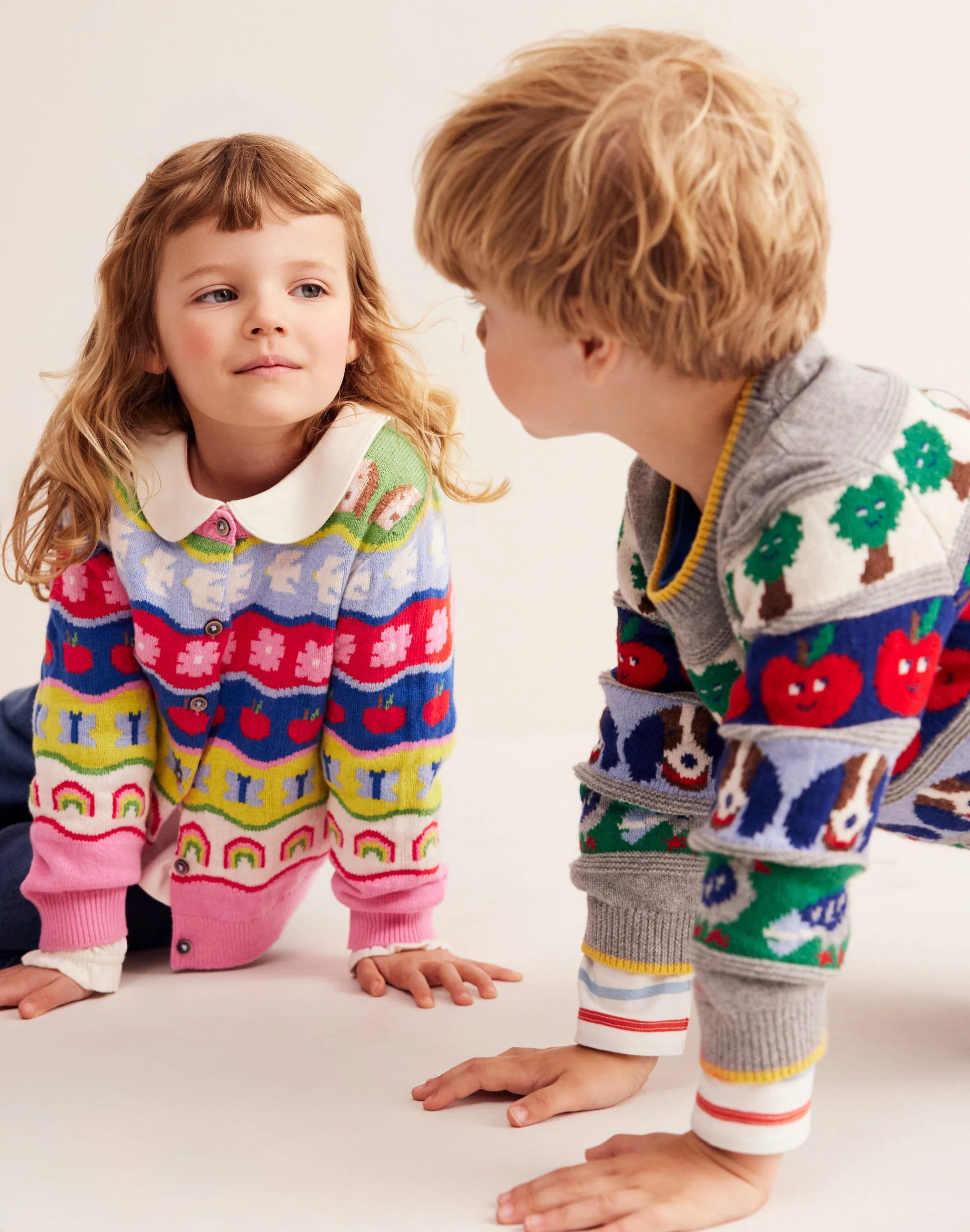 Edie Fair-Isle-Strickjacke-Arc-en-ciel multi
