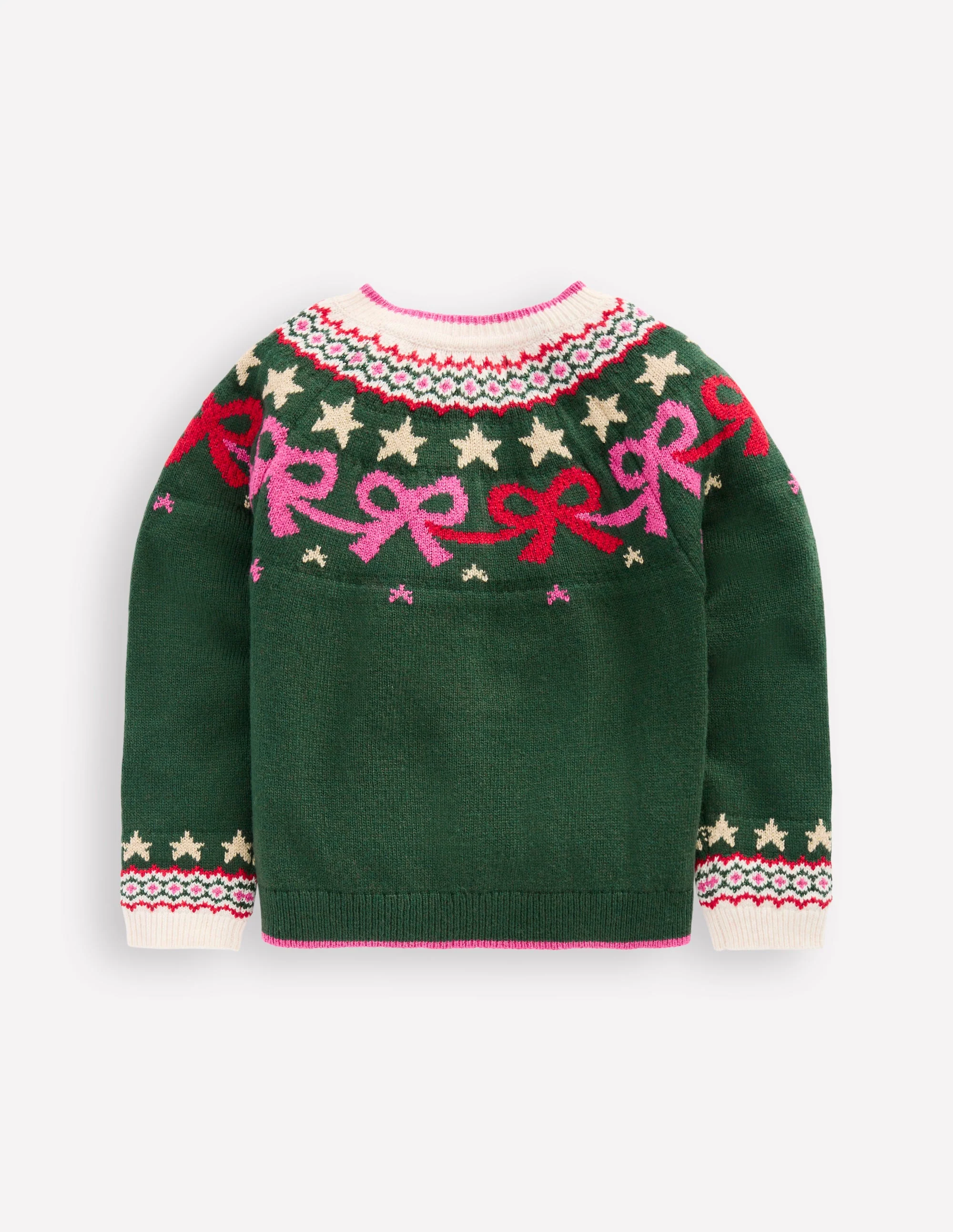 Edie Fair-Isle-Strickjacke-Dunkles Smaragdgrün Schleifen - Image 2