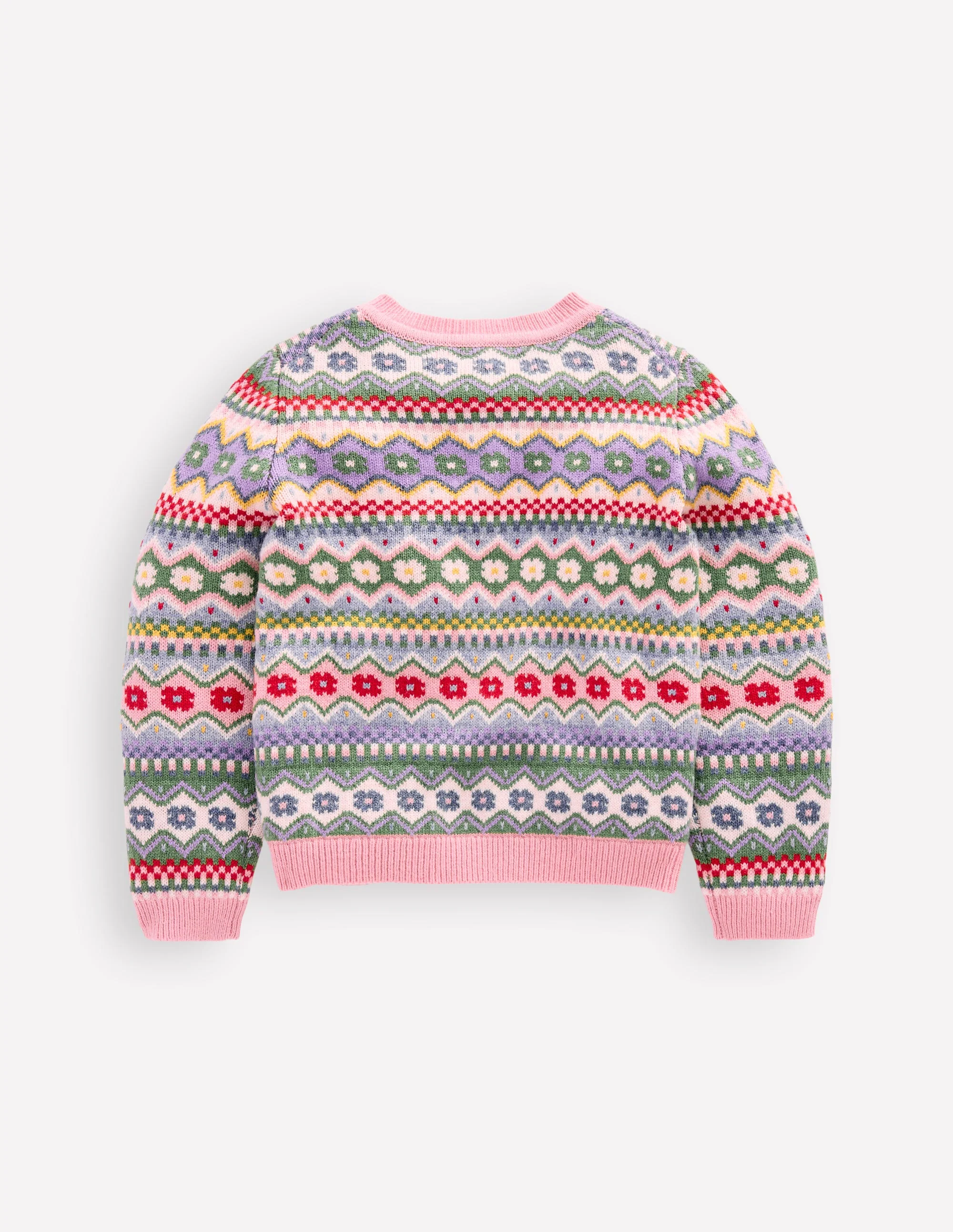 Edie Fair-Isle-Strickjacke-Gletscherblau Hübsche Blumen - Image 2