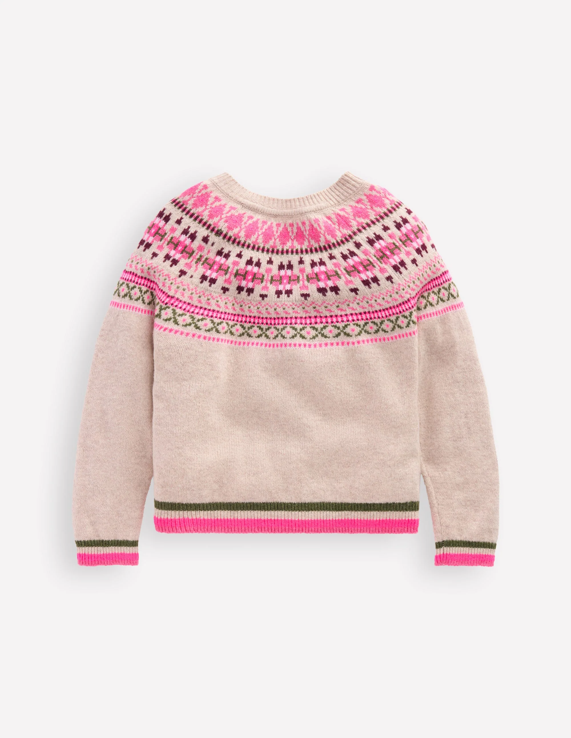 Edie Fair-Isle-Strickjacke-Haferbeige Klassisch Fair Isle - Image 5