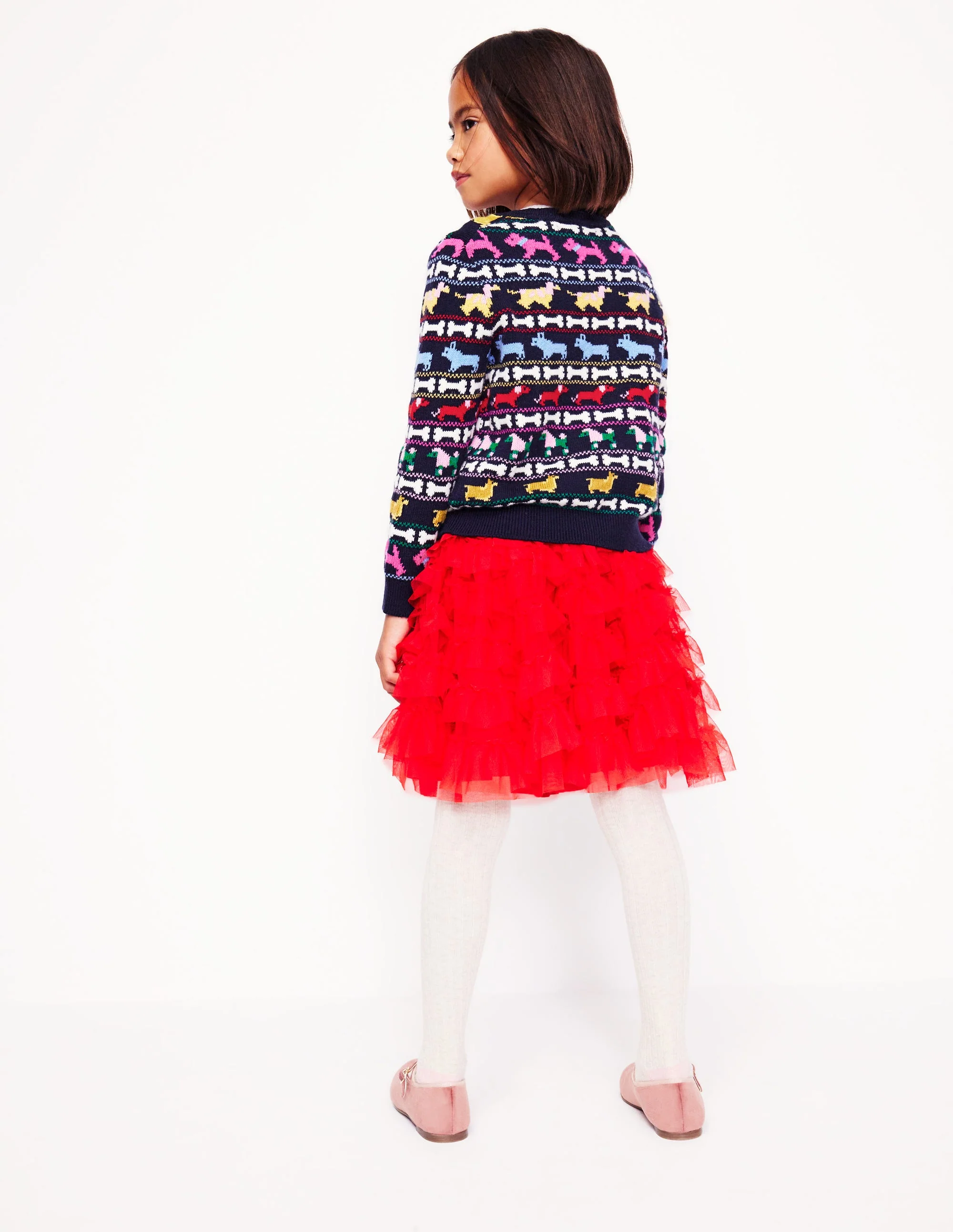Edie Fair-Isle-Strickjacke-Marineblau Bunt Hunde - Image 3