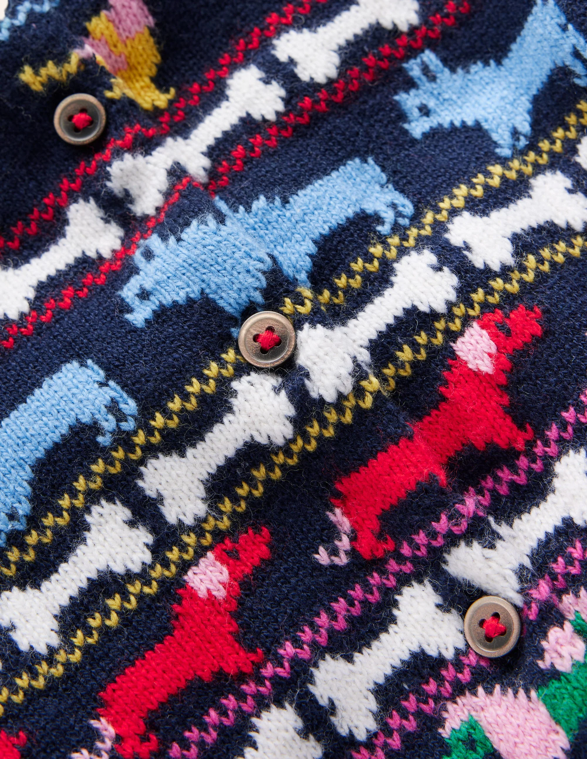 Edie Fair-Isle-Strickjacke-Marineblau Bunt Hunde - Image 6