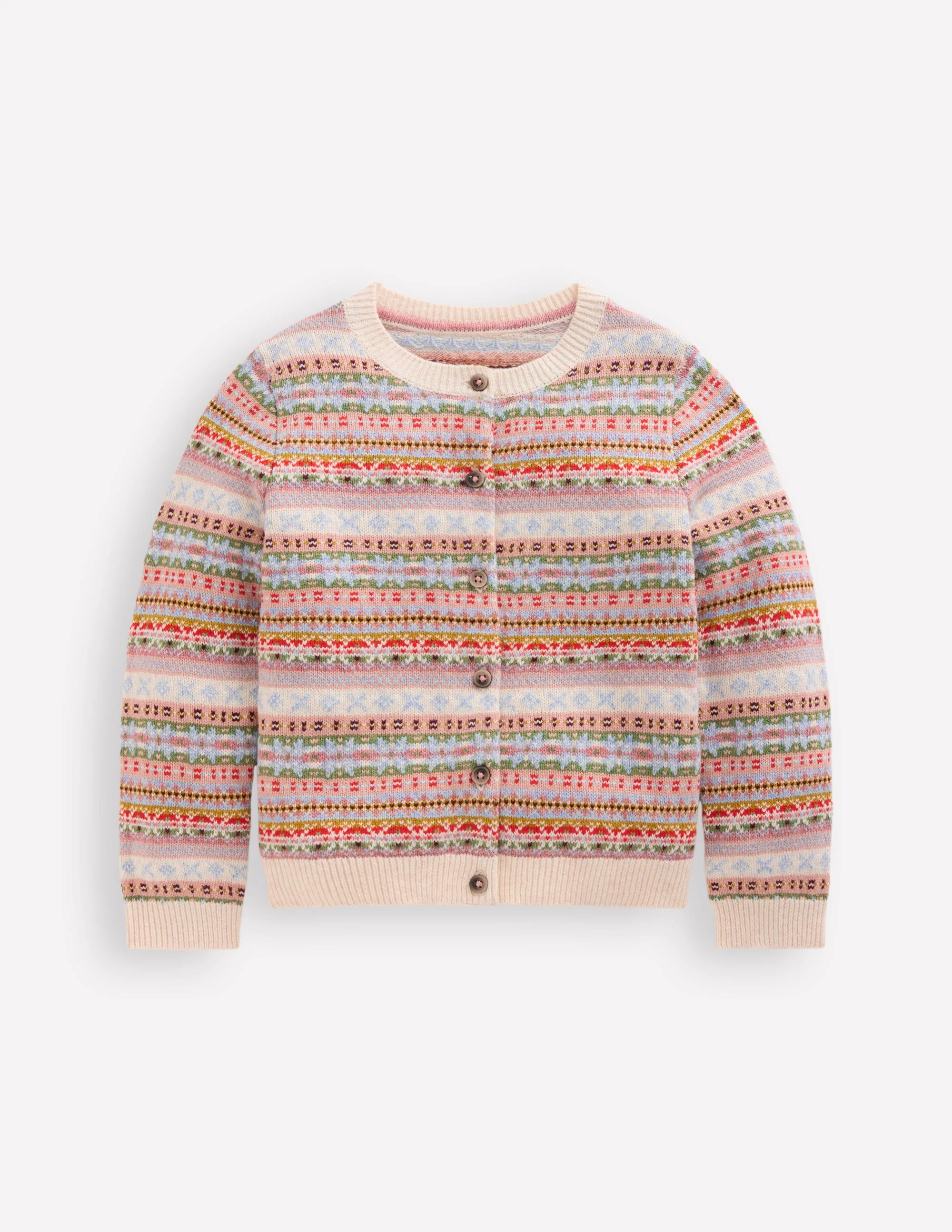 Edie Fair-Isle-Strickjacke-Sanftes Bunt