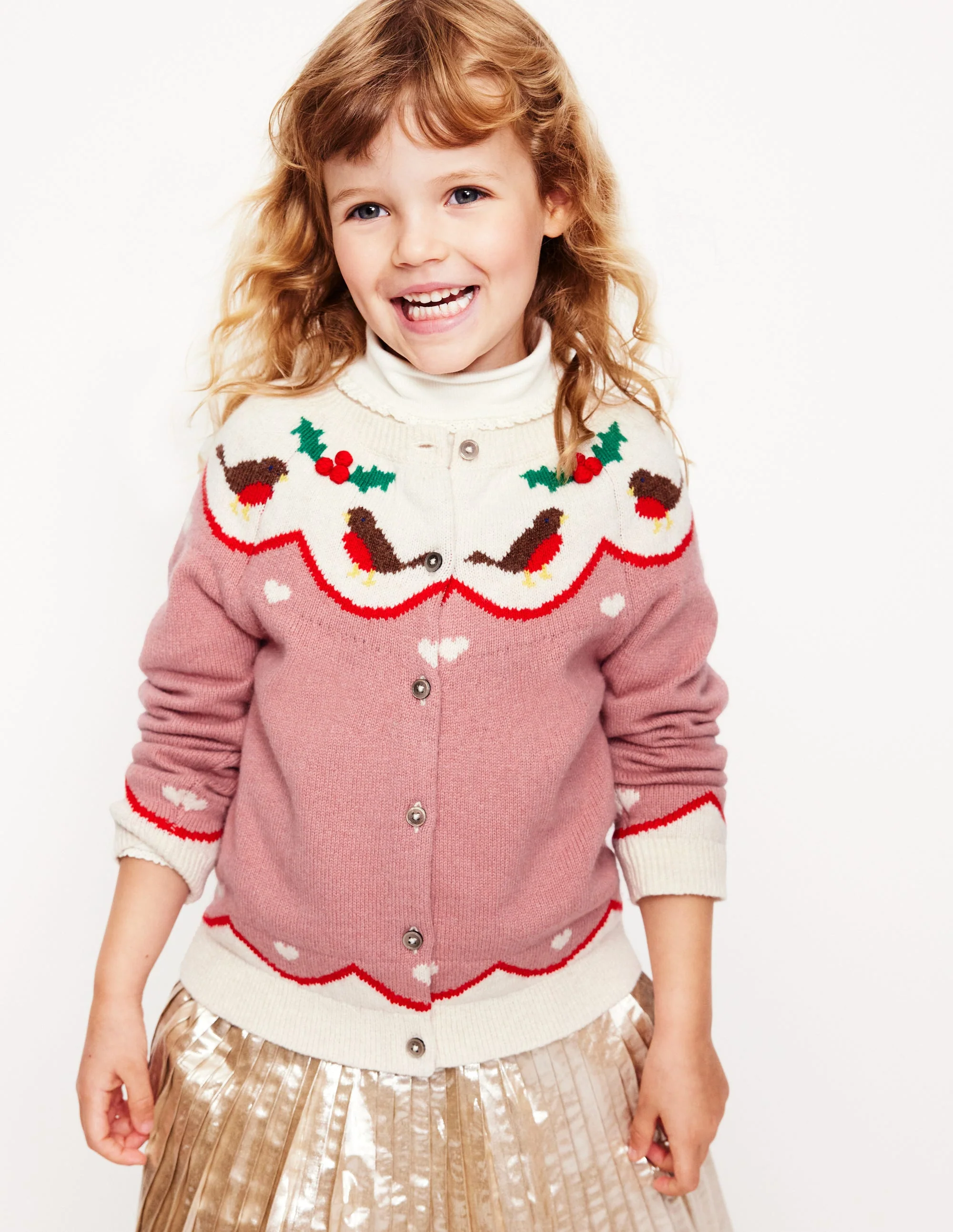 Edie Fair-Isle-Strickjacke-Vintage-Rosa Rotkehlchen - Image 6