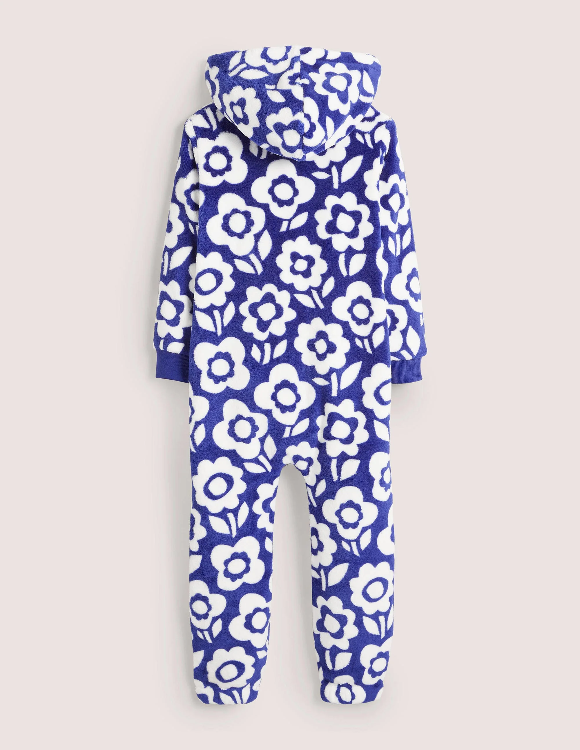 Einteiler mit Reißverschluss-Stahlblau/Weiß, Blumenmuster - Image 2