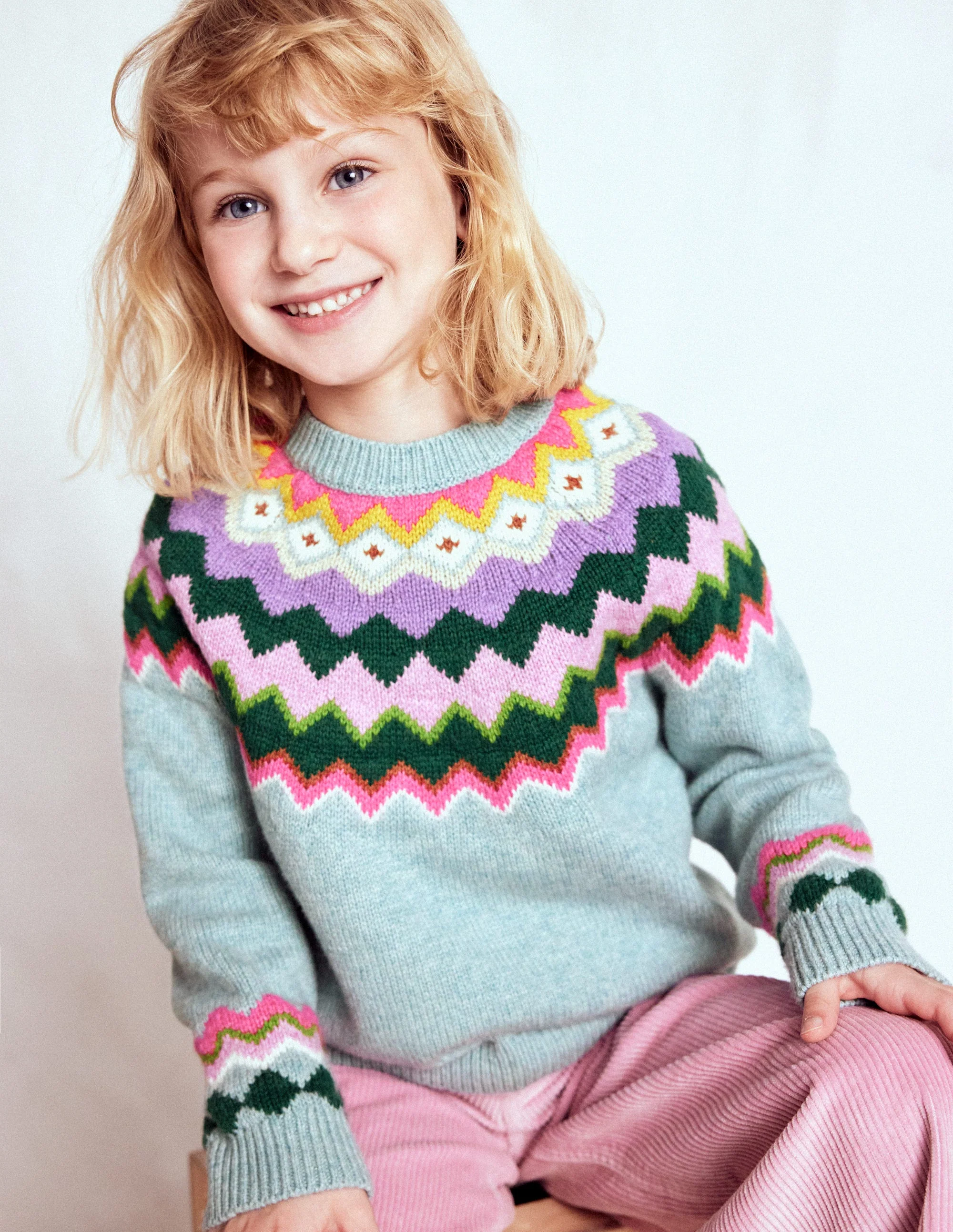 Eleanor Fair-Isle-Pullover-Blauer Meeresnebel Fair Isle - Image 2