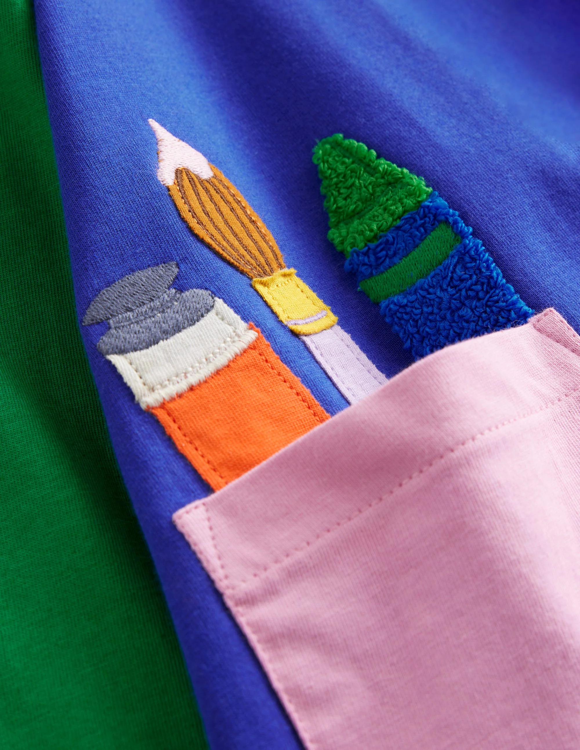 Elsie Kleid mit großen Applikationen-Blaue Schulutensilien-Taschen - Image 3