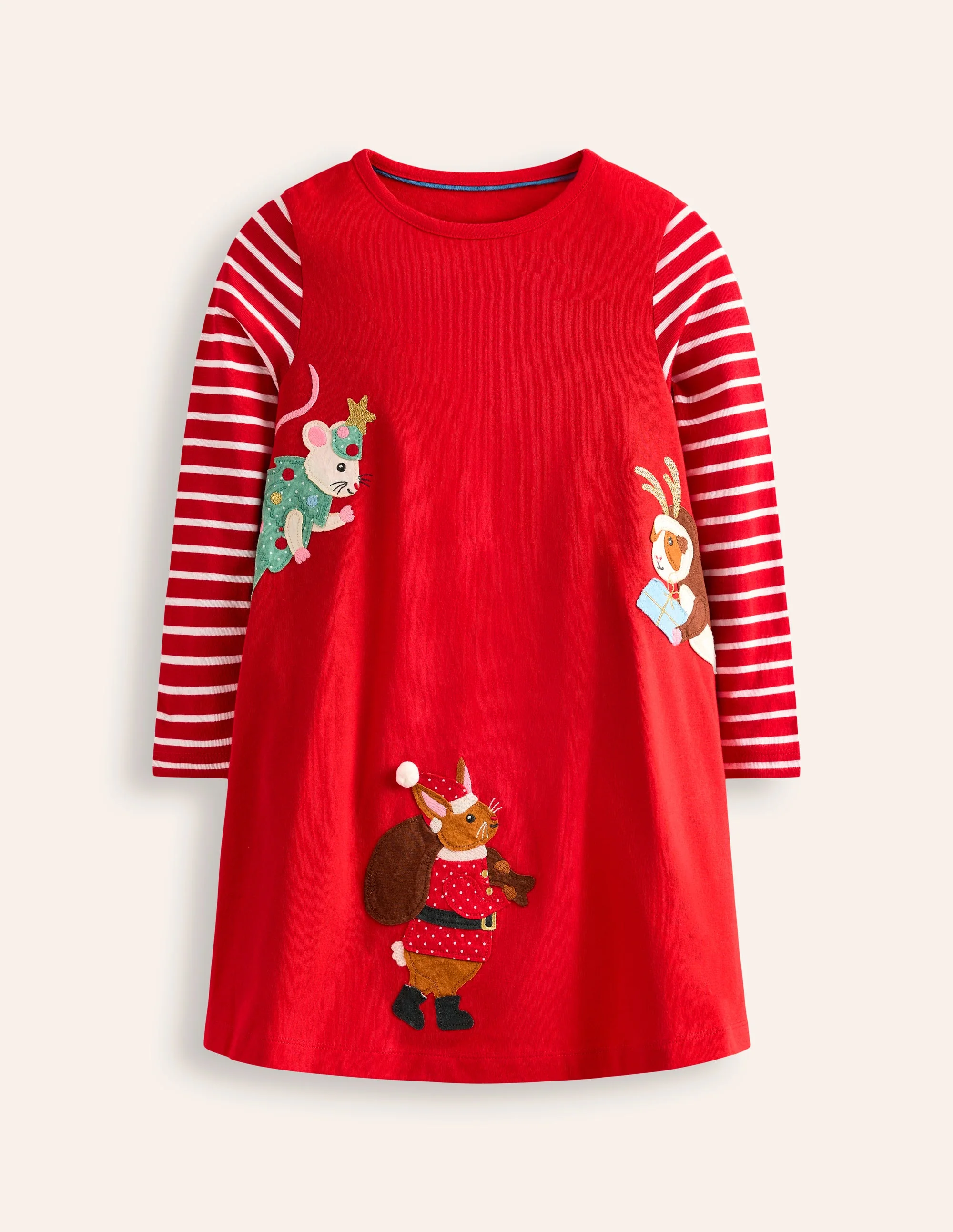 Elsie Kleid mit großen Applikationen-Mohnblumenrot Weihnachtliche Freunde