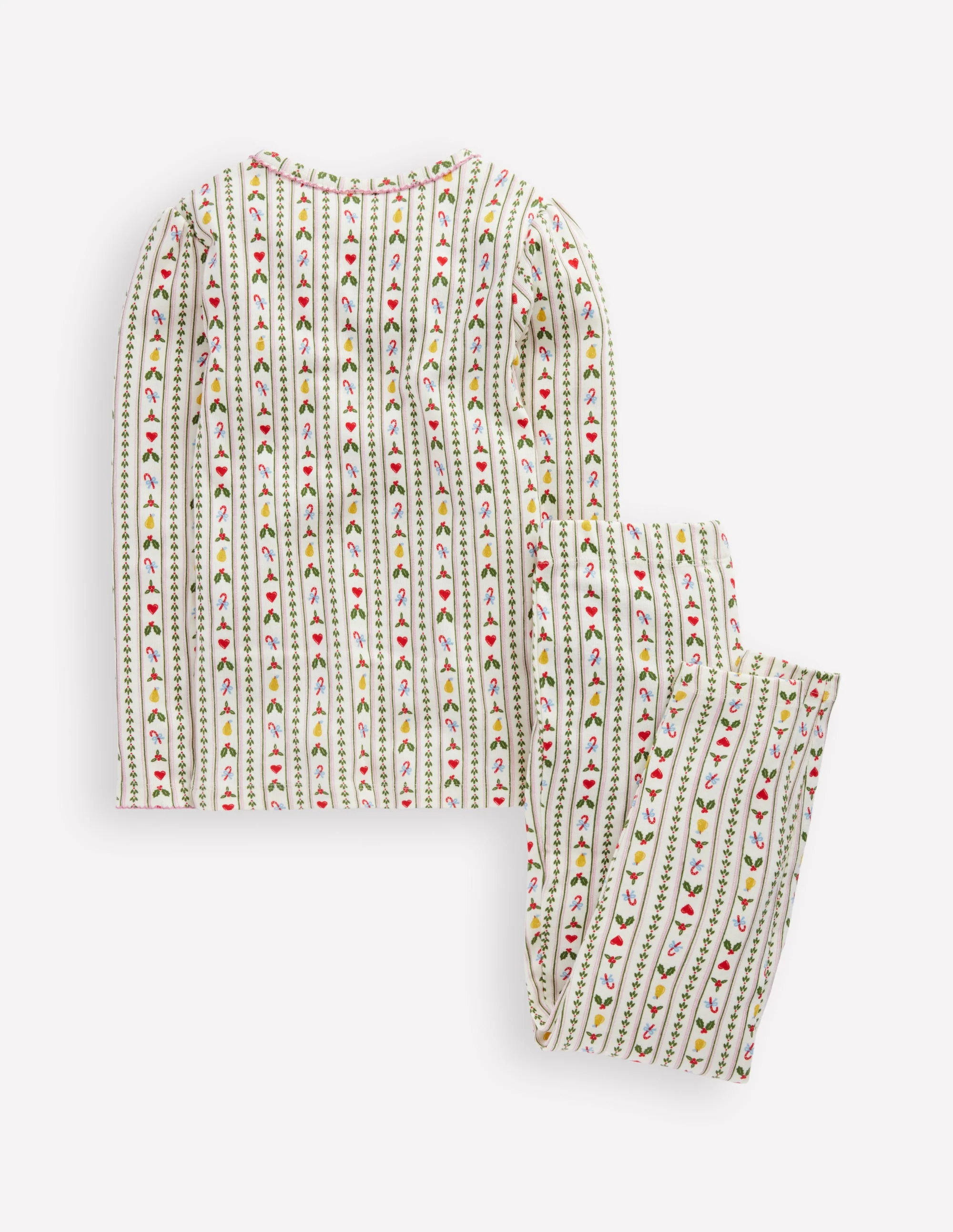 Eng anliegender Henley-Schlafanzug-Sanftes Naturweiß Nussknacker Streifen - Image 2