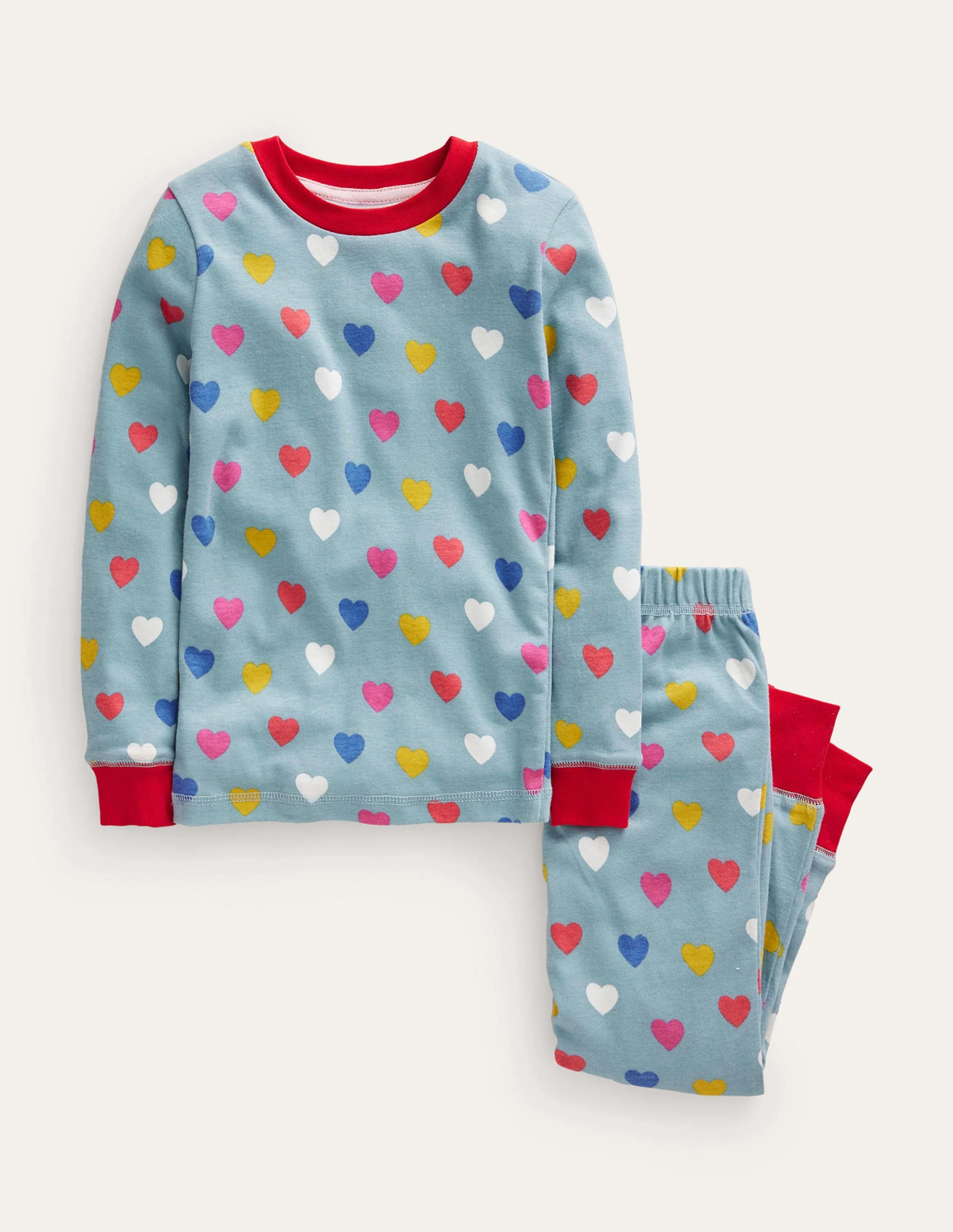 Eng anliegender, im Dunkeln leuchtender Pyjama-Turmalinblau Herzen