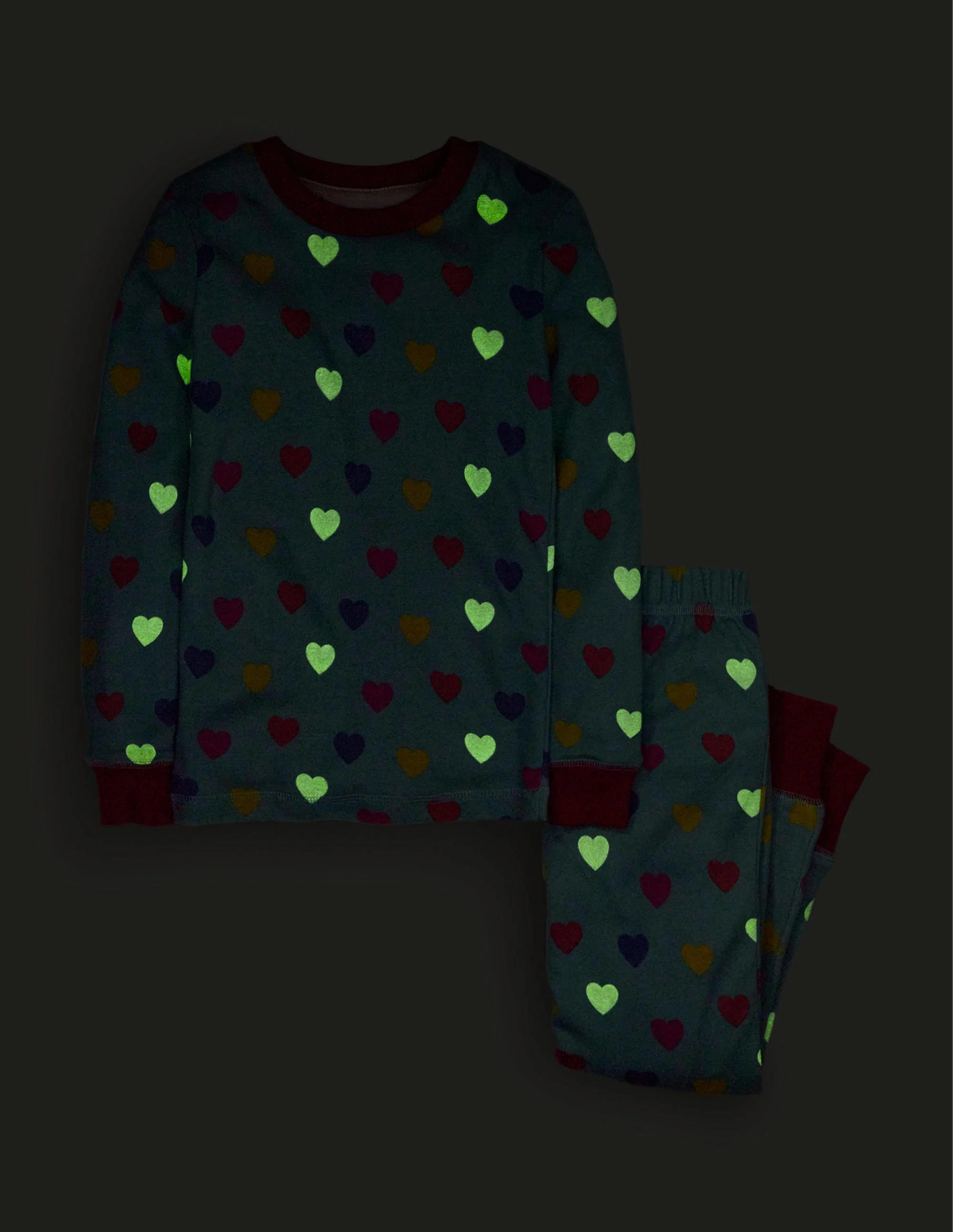 Eng anliegender, im Dunkeln leuchtender Pyjama-Turmalinblau Herzen - Image 4