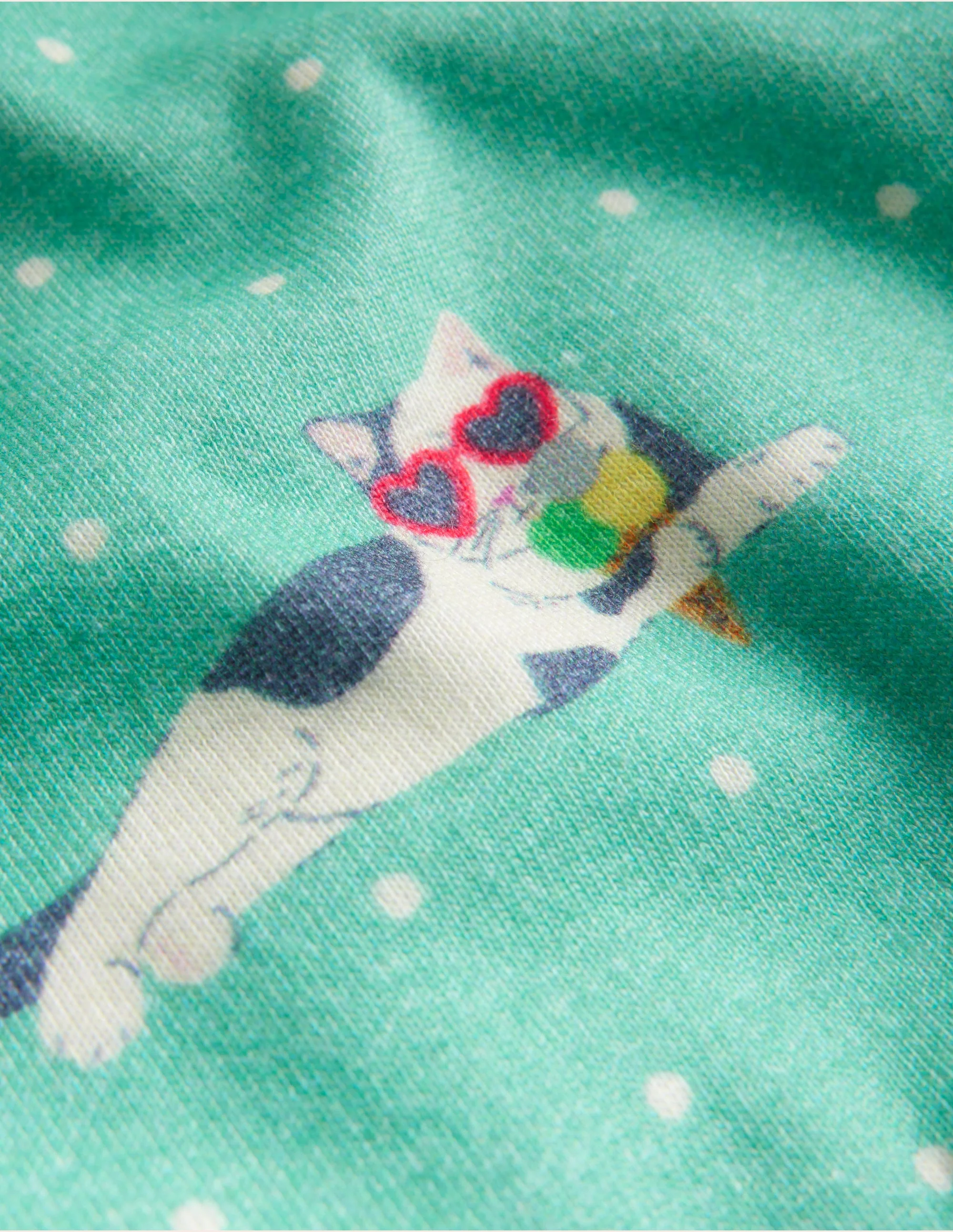 Eng anliegender, kurzer Schlafanzug-Meerwasserblau Urlaub Katzen - Image 3