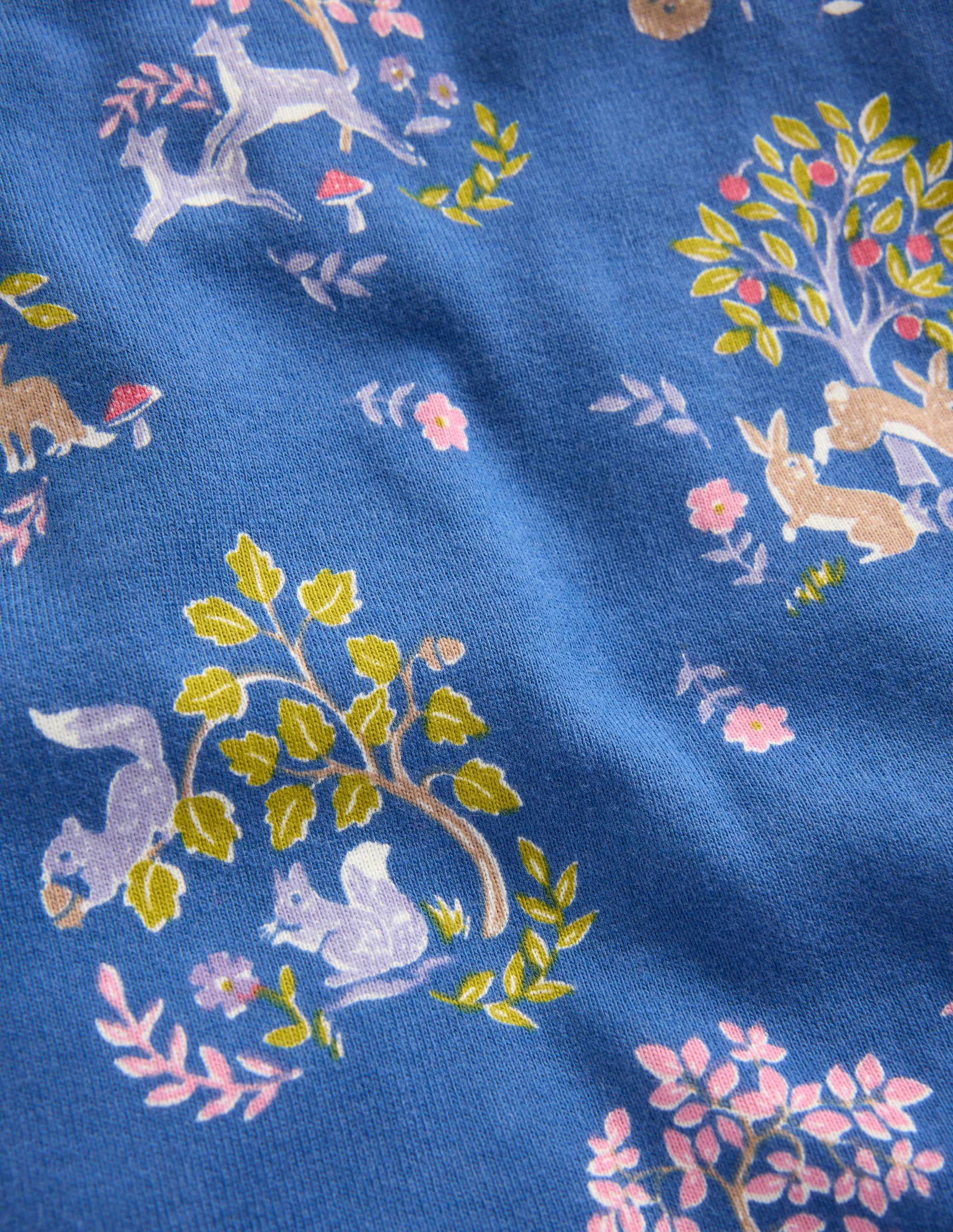 Eng anliegender, langer Schlafanzug-Blau Walddesign - Image 3