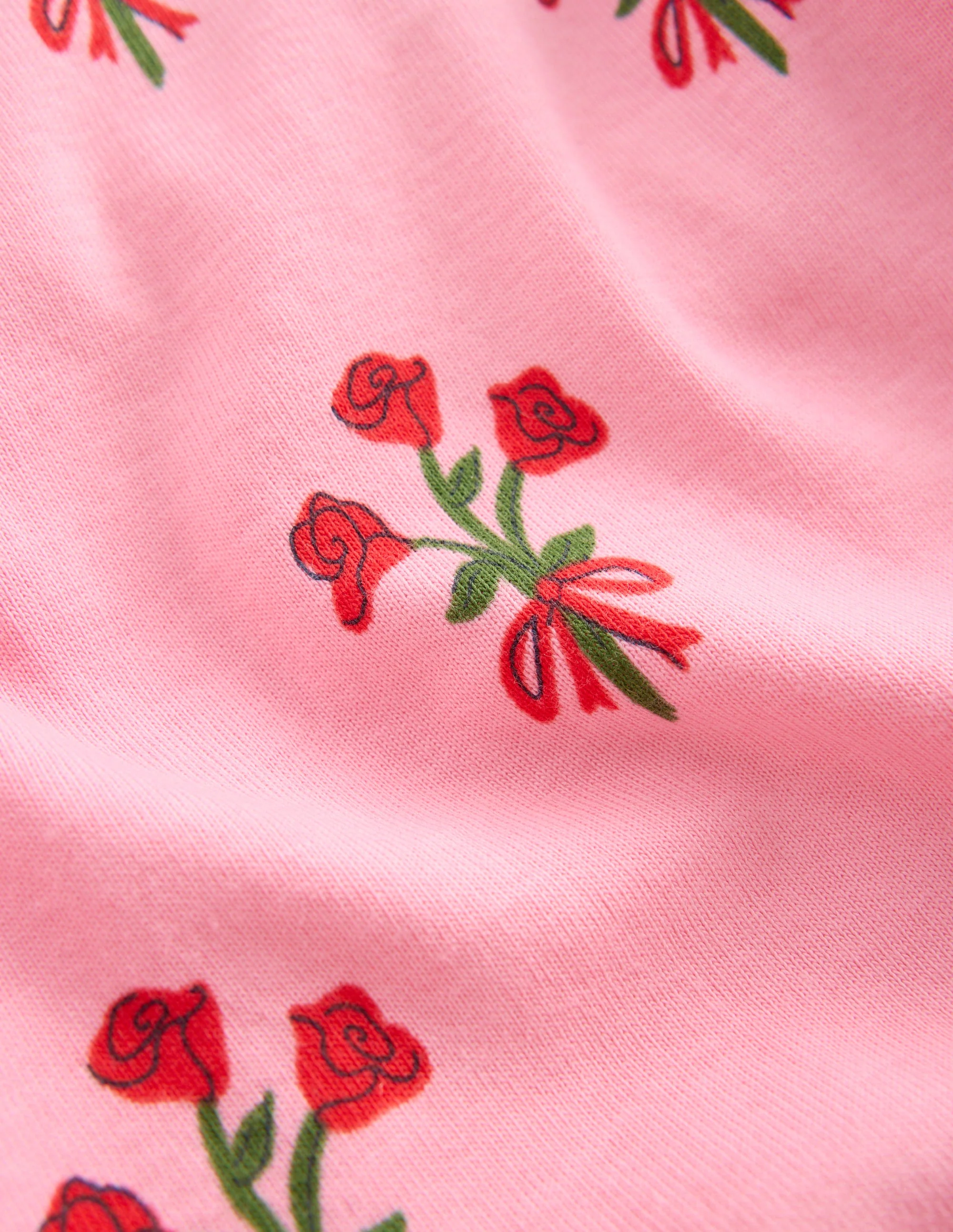Eng anliegender, langer Schlafanzug-Kaugummirosa Kleiner Blumenstrauß - Image 3