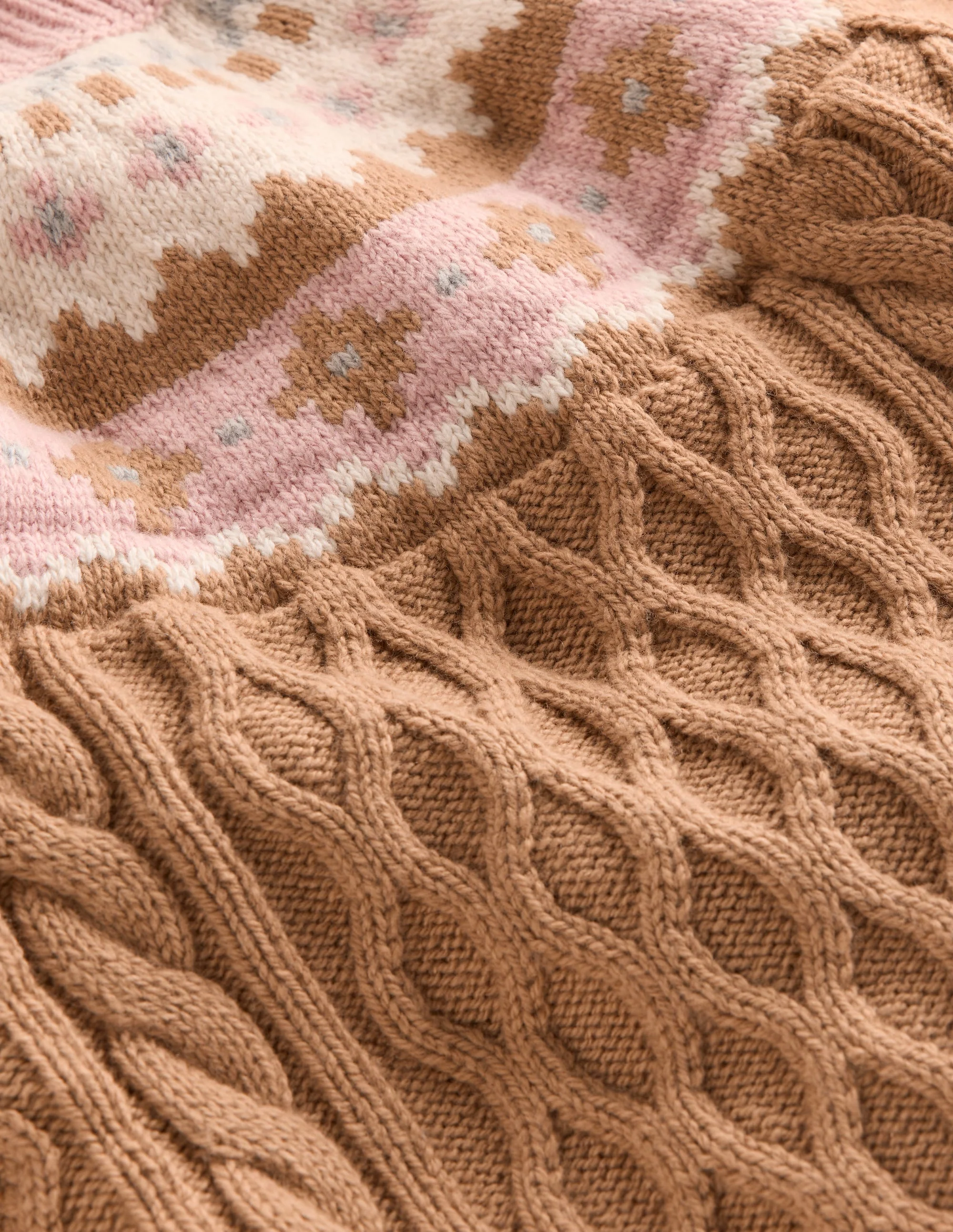 Fair-Isle-Pullover mit Zopfmuster-Camel Meliert - Image 3