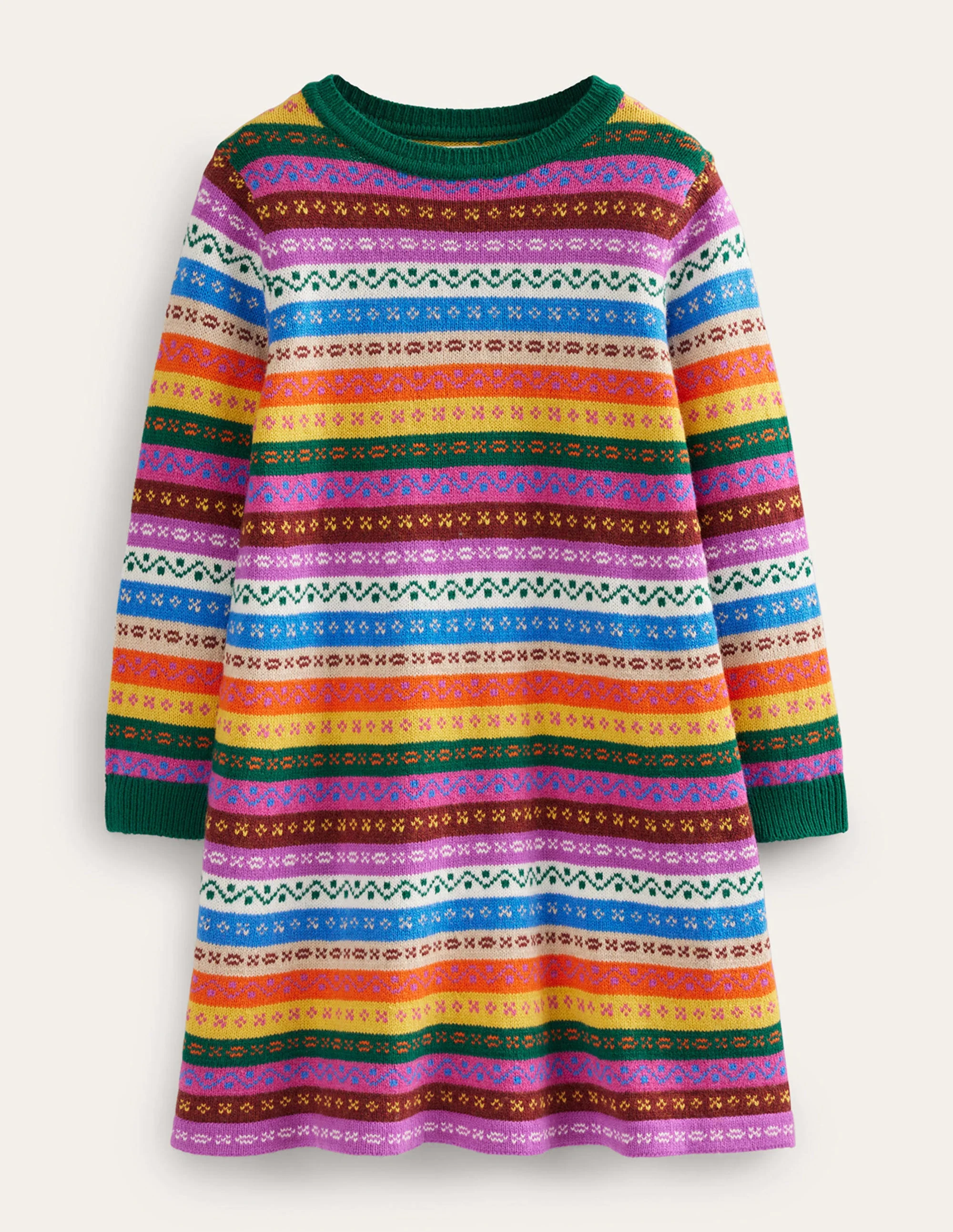 Fair-Isle-Pulloverkleid-Bunt, Fair-Isle-Muster