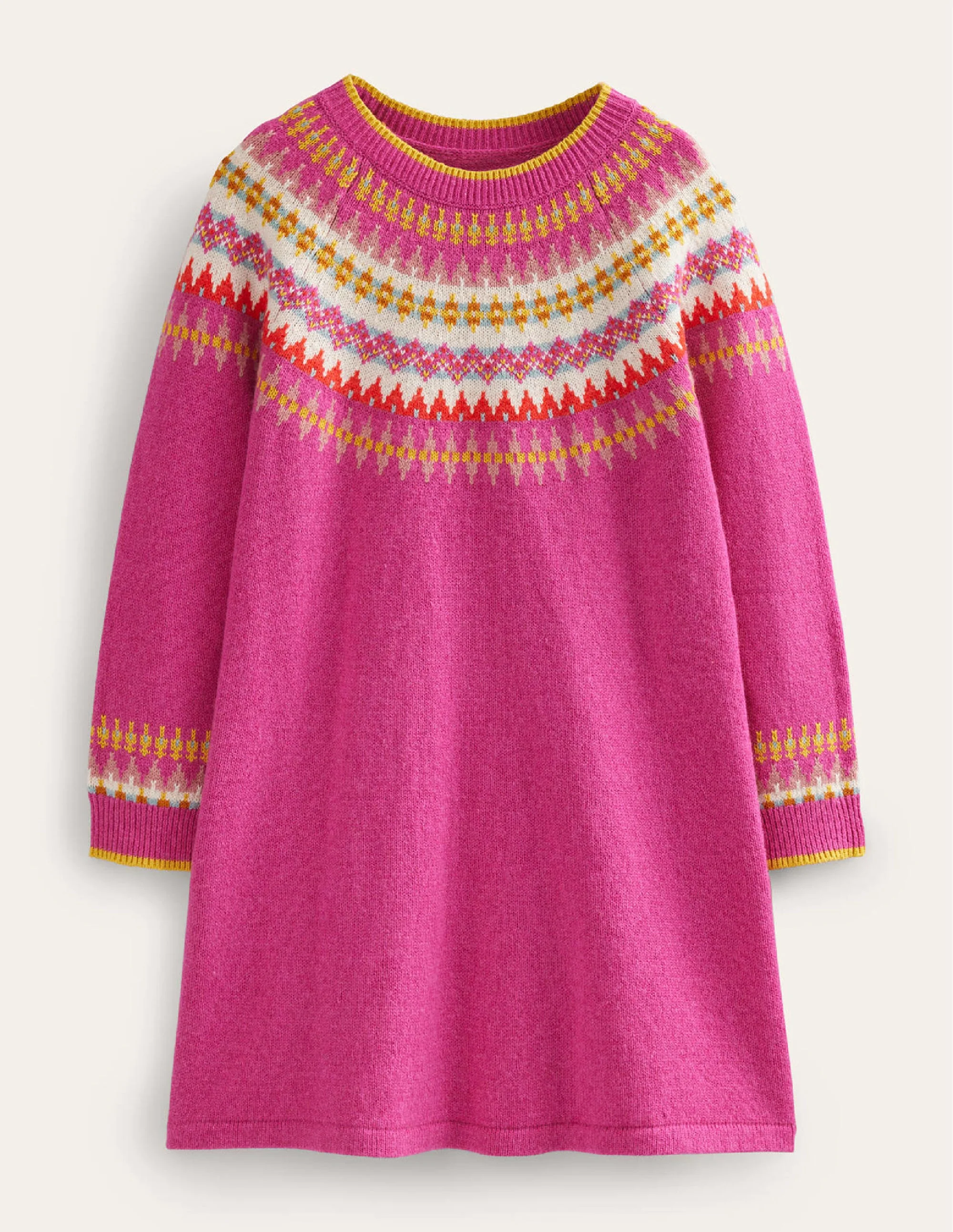 Fair-Isle-Pulloverkleid-Mittelrosa Fair-Isle
