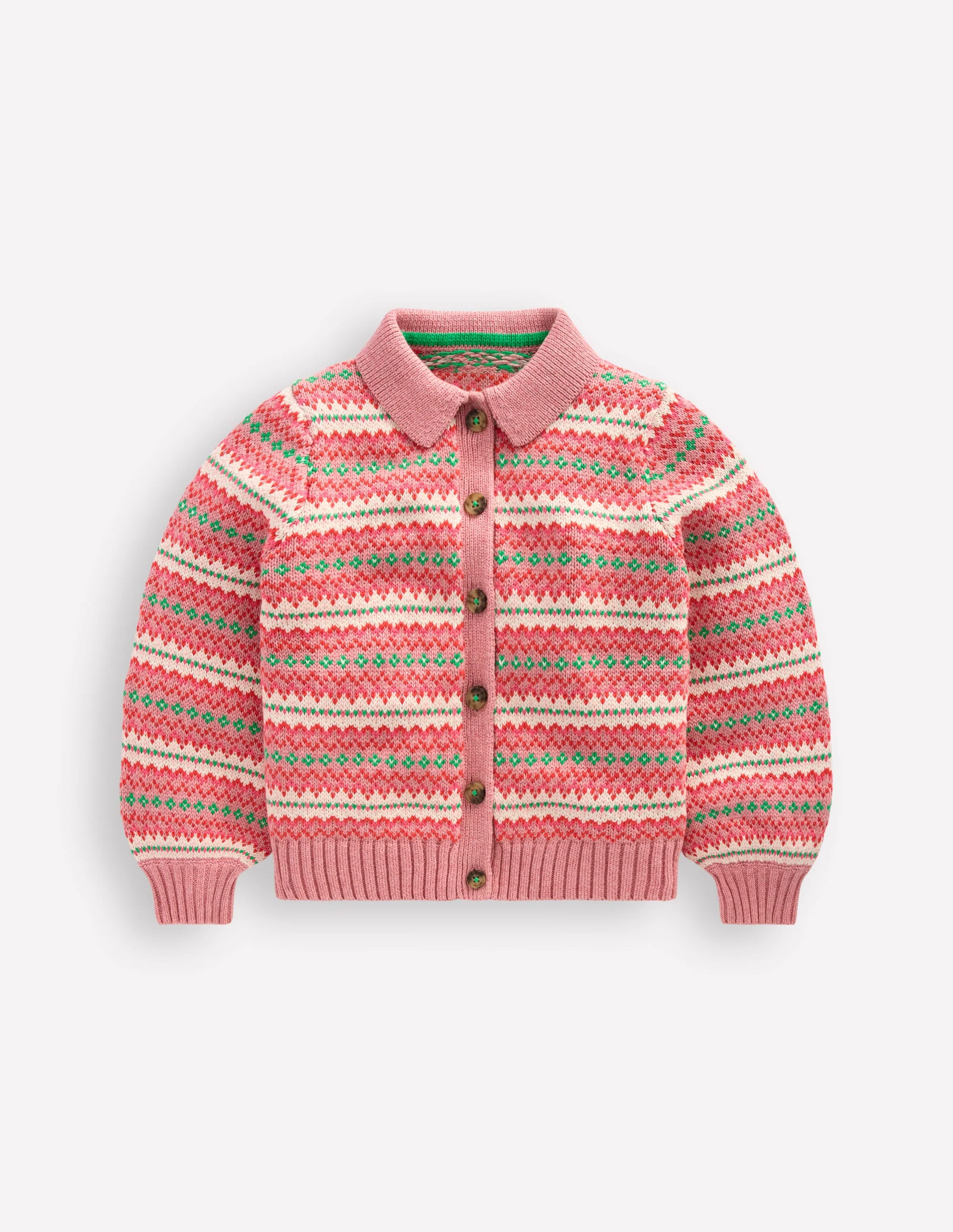 Fair-Isle-Strickjacke mit Kragen-Vintage-Rosa - Image 5