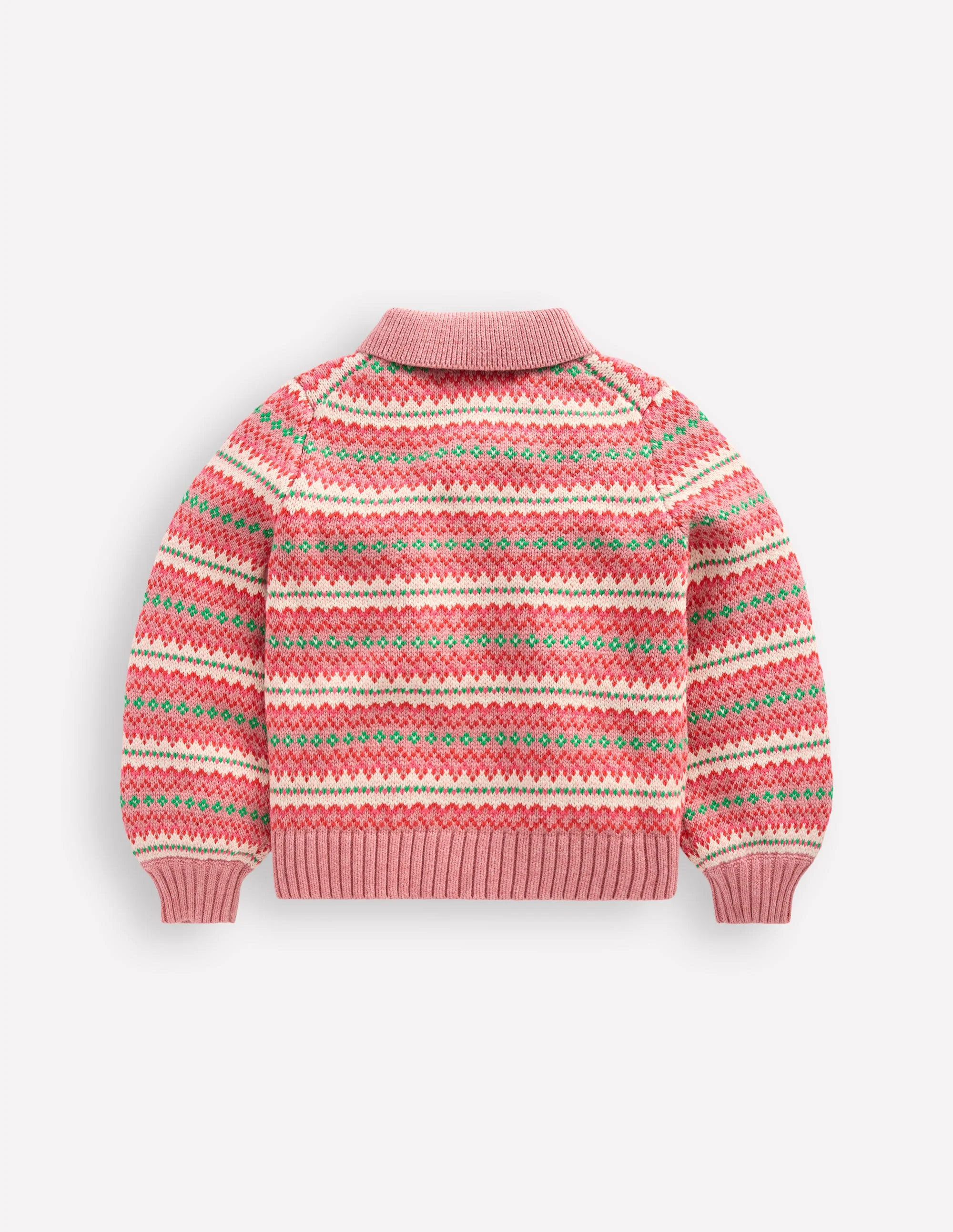 Fair-Isle-Strickjacke mit Kragen-Vintage-Rosa - Image 6